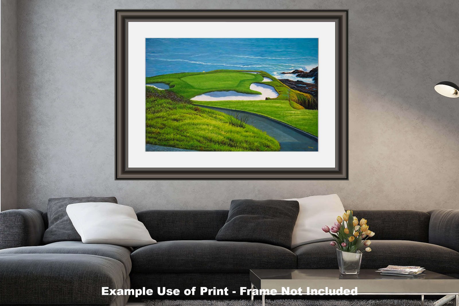Golf Course 7th Hole 7 Pebble Beach Golf Links Golf Club ATT Pro Am PGA Tournament Oil Painting Wall Art Print PblBch7RiOil15 26
