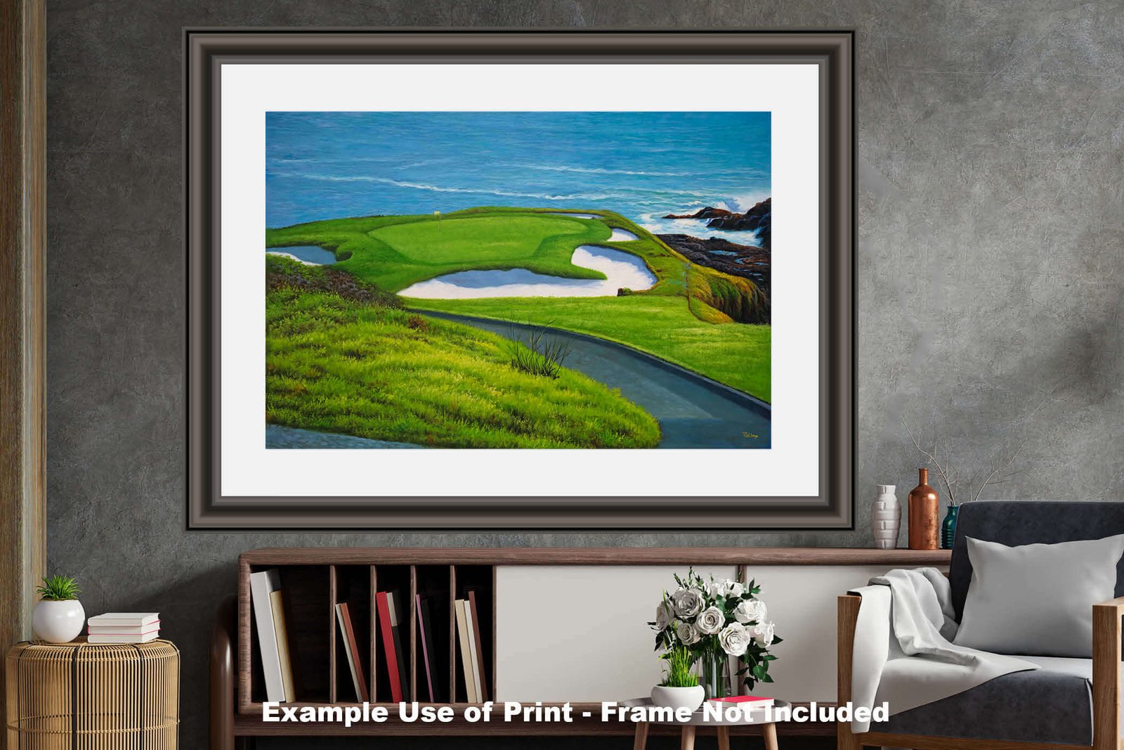 Golf Course 7th Hole 7 Pebble Beach Golf Links Golf Club ATT Pro Am PGA Tournament Oil Painting Wall Art Print PblBch7RiOil15 27