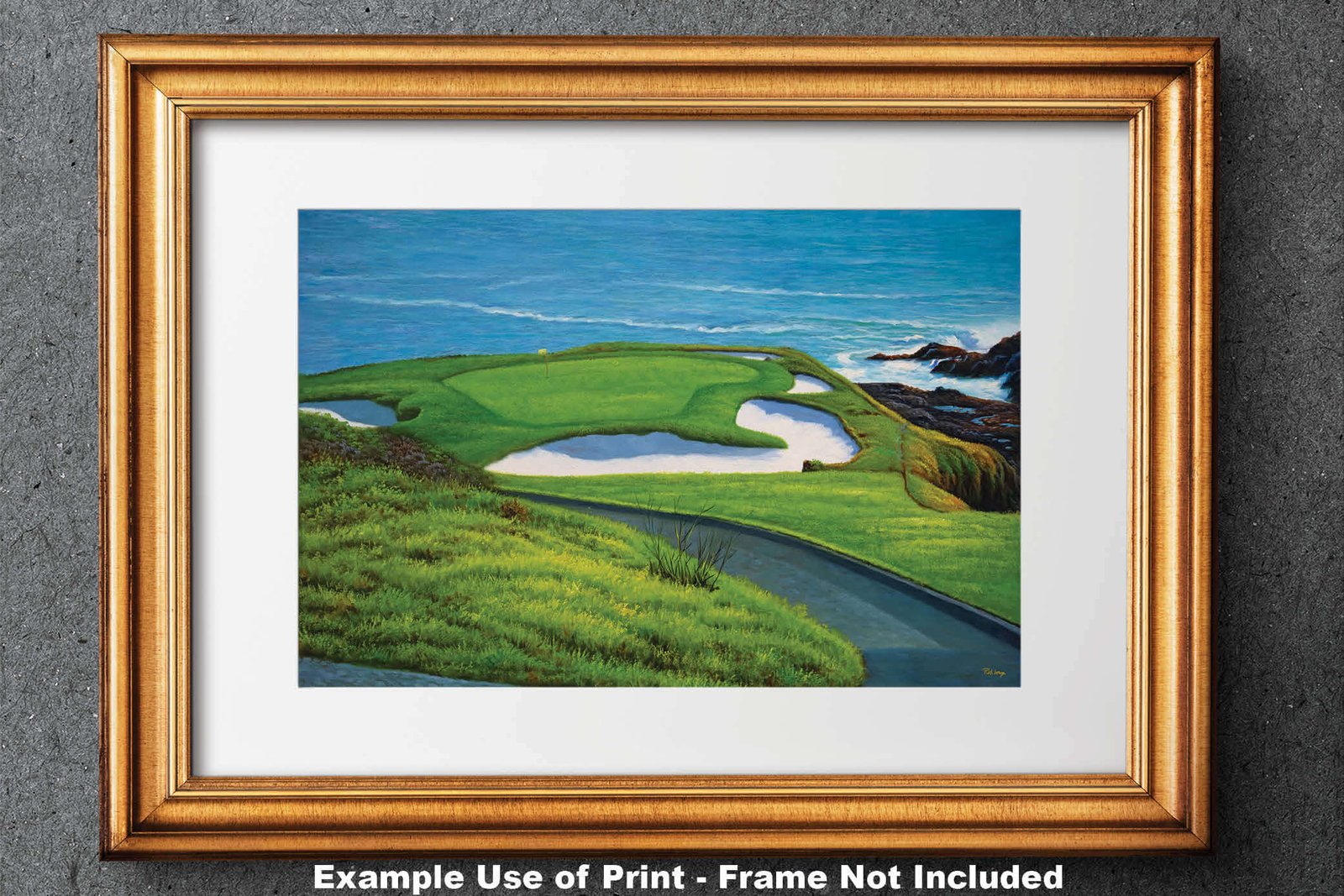Golf Course 7th Hole 7 Pebble Beach Golf Links Golf Club ATT Pro Am PGA Tournament Oil Painting Wall Art Print PblBch7RiOil15 28