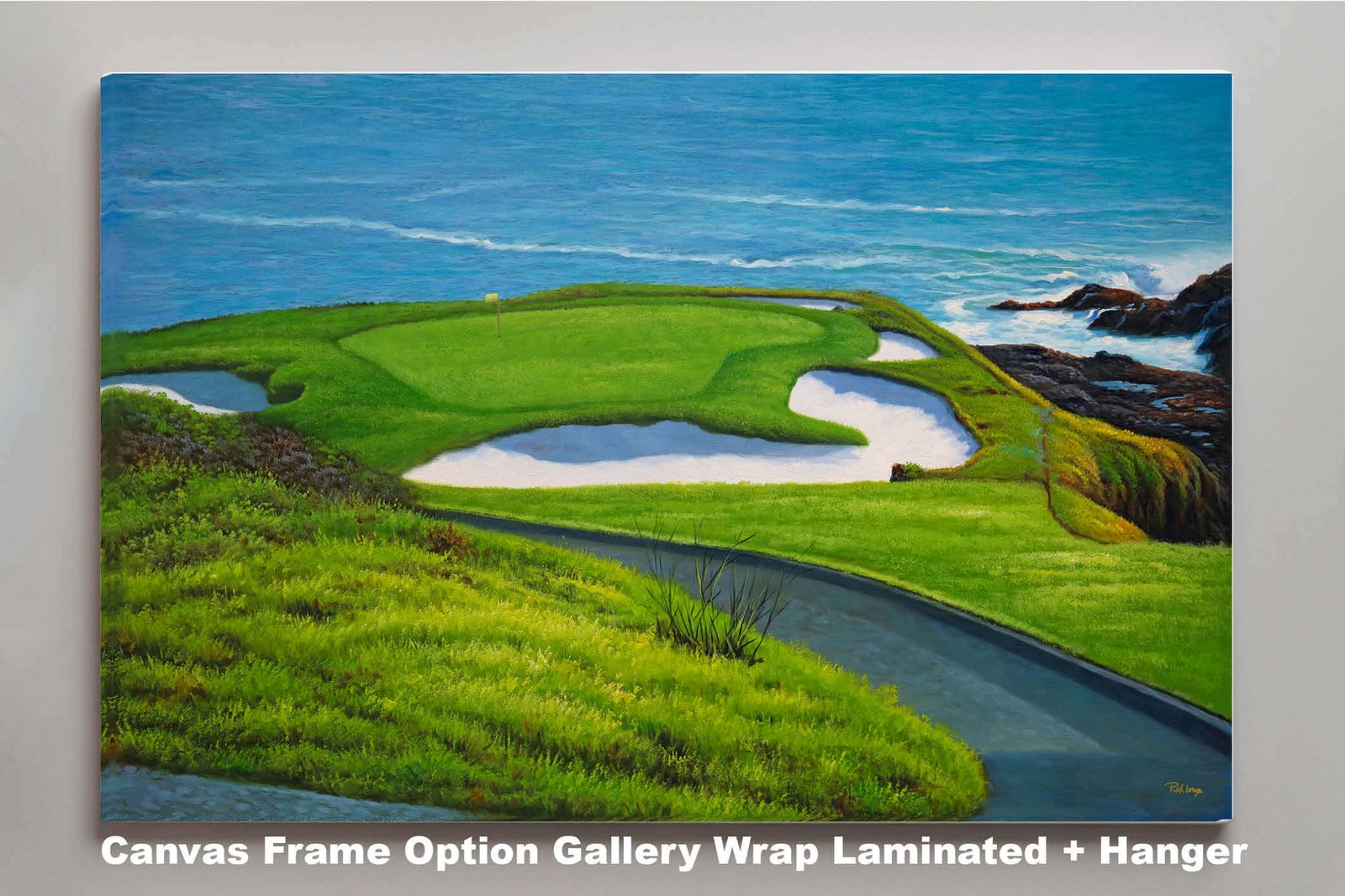 Golf Course 7th Hole 7 Pebble Beach Golf Links Golf Club ATT Pro Am PGA Tournament Oil Painting Wall Art Print PblBch7RiOil15 3
