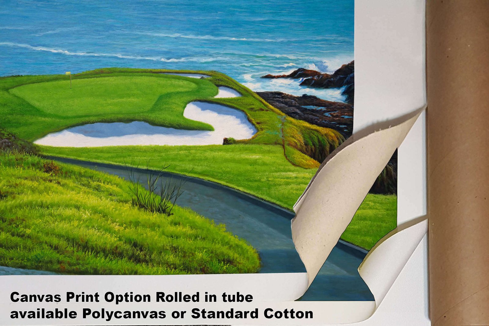Golf Course 7th Hole 7 Pebble Beach Golf Links Golf Club ATT Pro Am PGA Tournament Oil Painting Wall Art Print PblBch7RiOil15 4