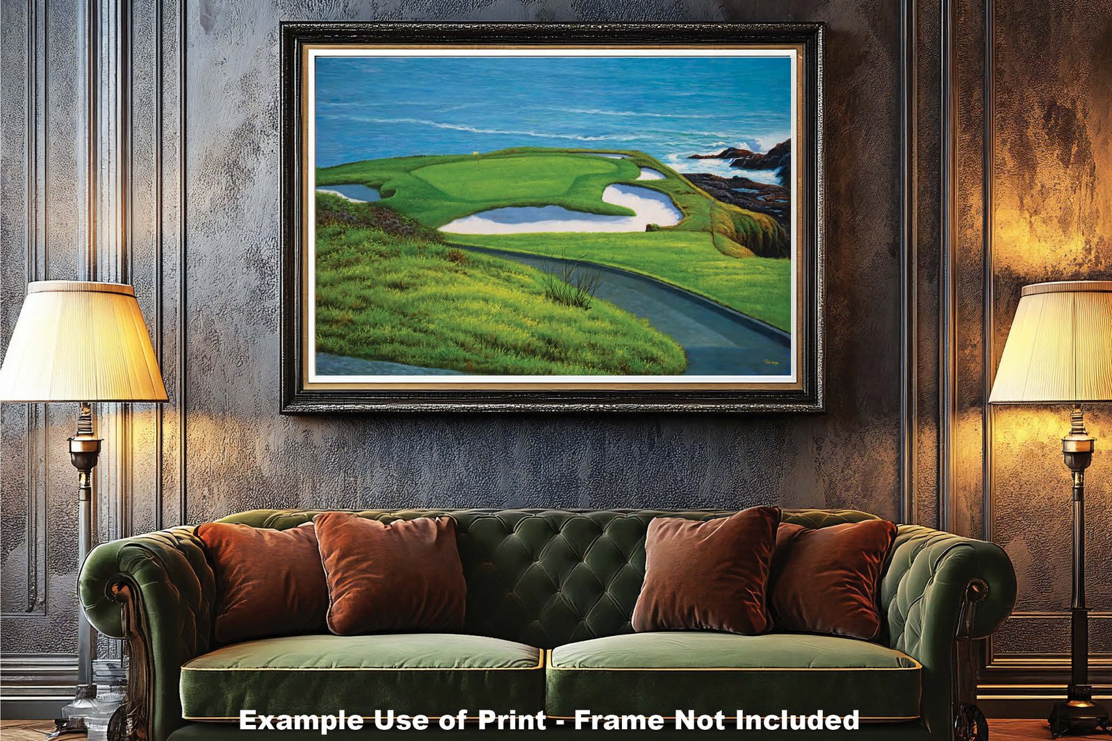 Golf Course 7th Hole 7 Pebble Beach Golf Links Golf Club ATT Pro Am PGA Tournament Oil Painting Wall Art Print PblBch7RiOil15 6