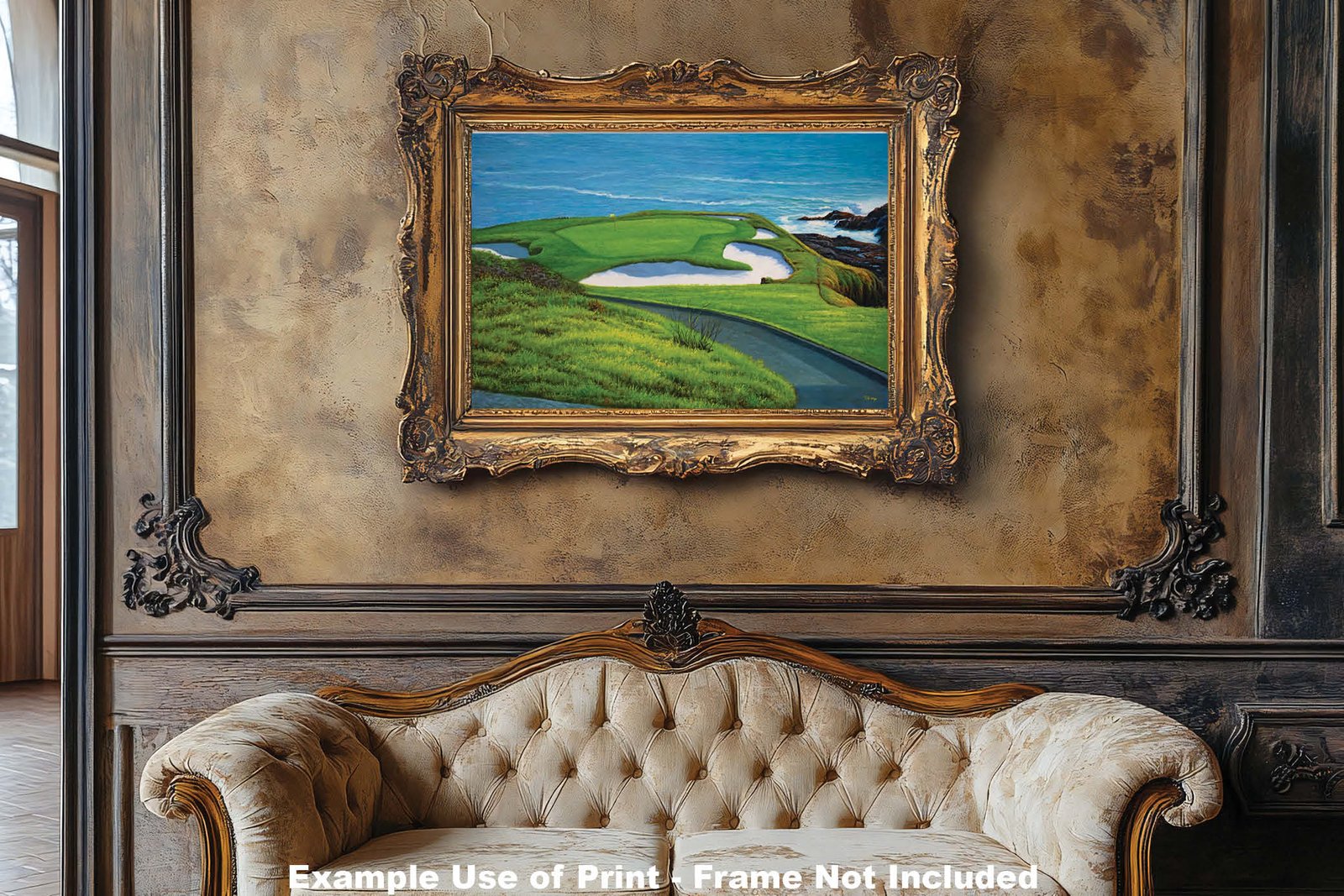 Golf Course 7th Hole 7 Pebble Beach Golf Links Golf Club ATT Pro Am PGA Tournament Oil Painting Wall Art Print PblBch7RiOil15 7
