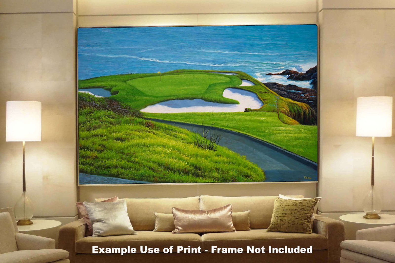 Golf Course 7th Hole 7 Pebble Beach Golf Links Golf Club ATT Pro Am PGA Tournament Oil Painting Wall Art Print PblBch7RiOil15 8