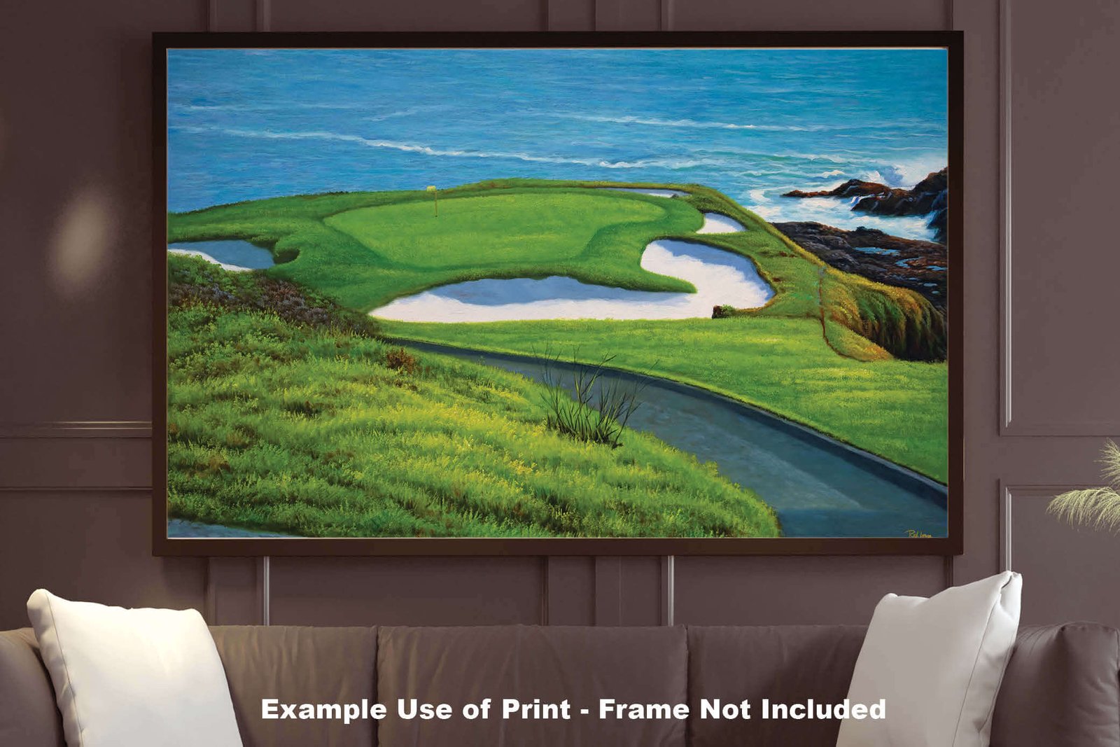 Golf Course 7th Hole 7 Pebble Beach Golf Links Golf Club ATT Pro Am PGA Tournament Oil Painting Wall Art Print PblBch7RiOil15 9