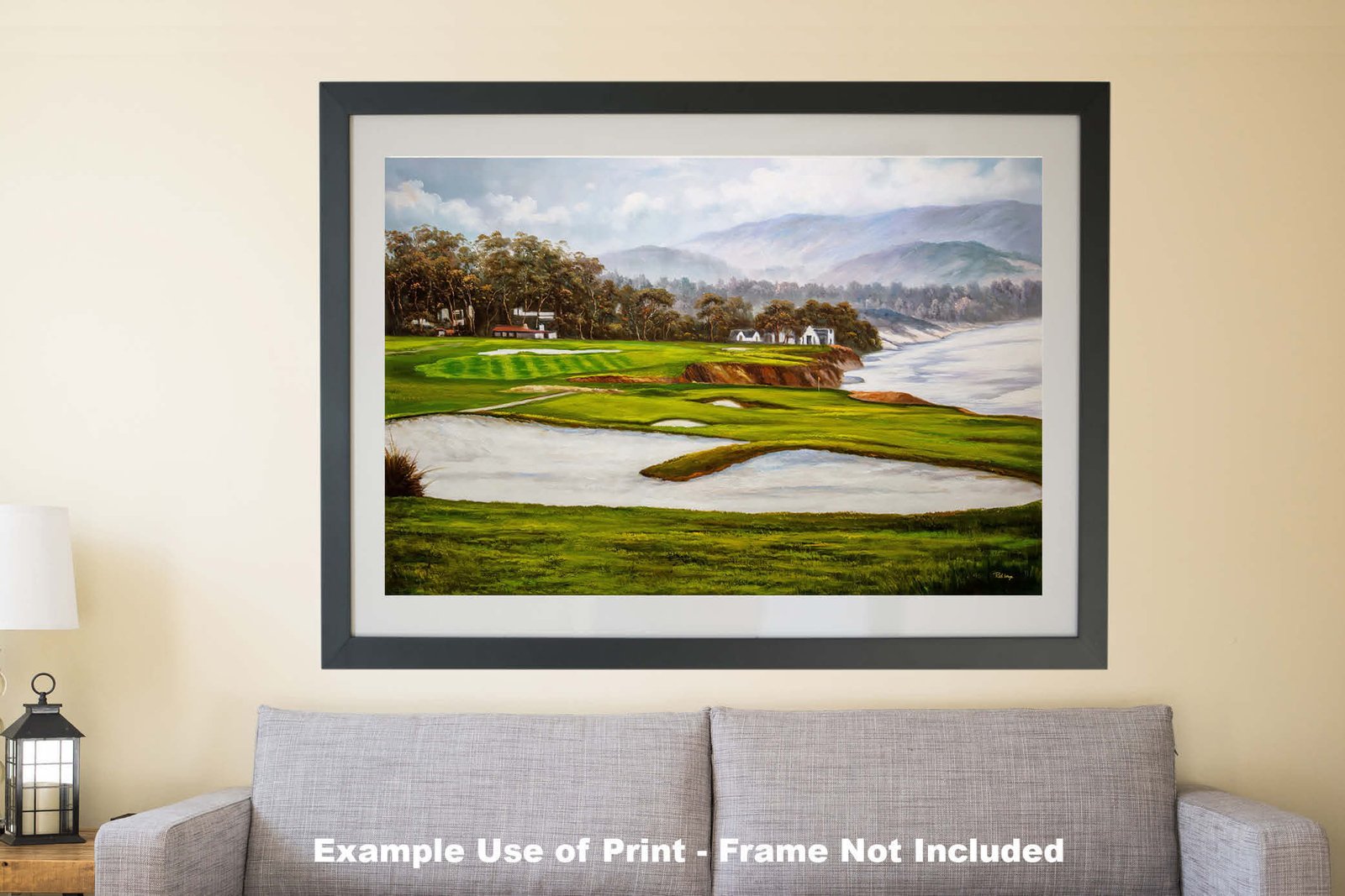 Golf Course 9th Hole 9 Pebble Beach Golf Links Golf Club ATT Pro Am PGA Tournament Oil Painting Wall Art Print PblBch9RiOil15 10