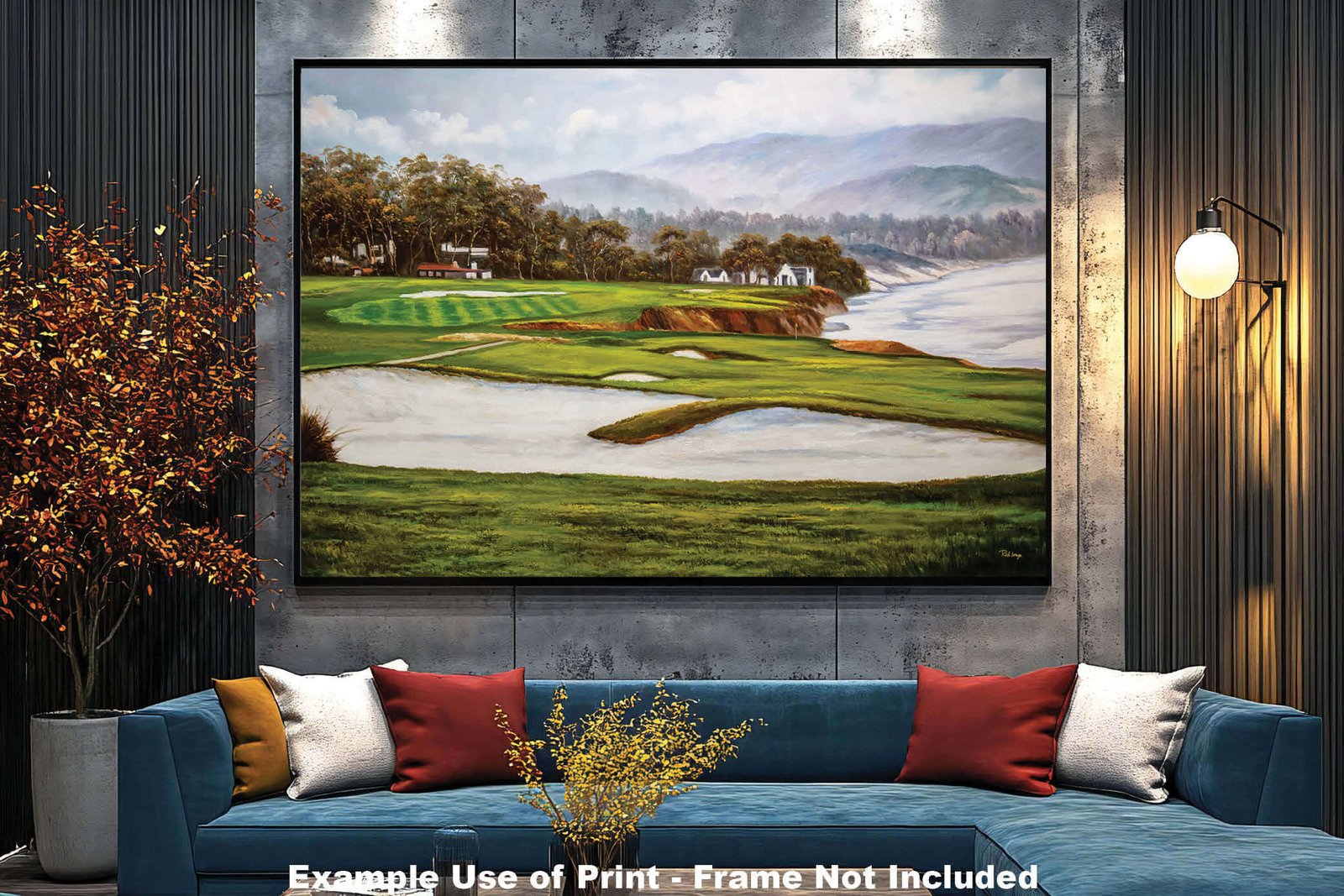 Golf Course 9th Hole 9 Pebble Beach Golf Links Golf Club ATT Pro Am PGA Tournament Oil Painting Wall Art Print PblBch9RiOil15 11