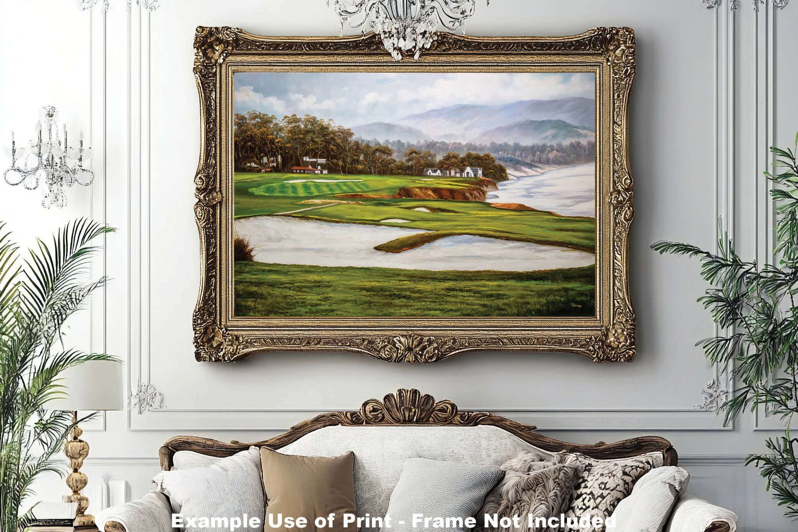 Golf Course 9th Hole 9 Pebble Beach Golf Links Golf Club ATT Pro Am PGA Tournament Oil Painting Wall Art Print PblBch9RiOil15 12