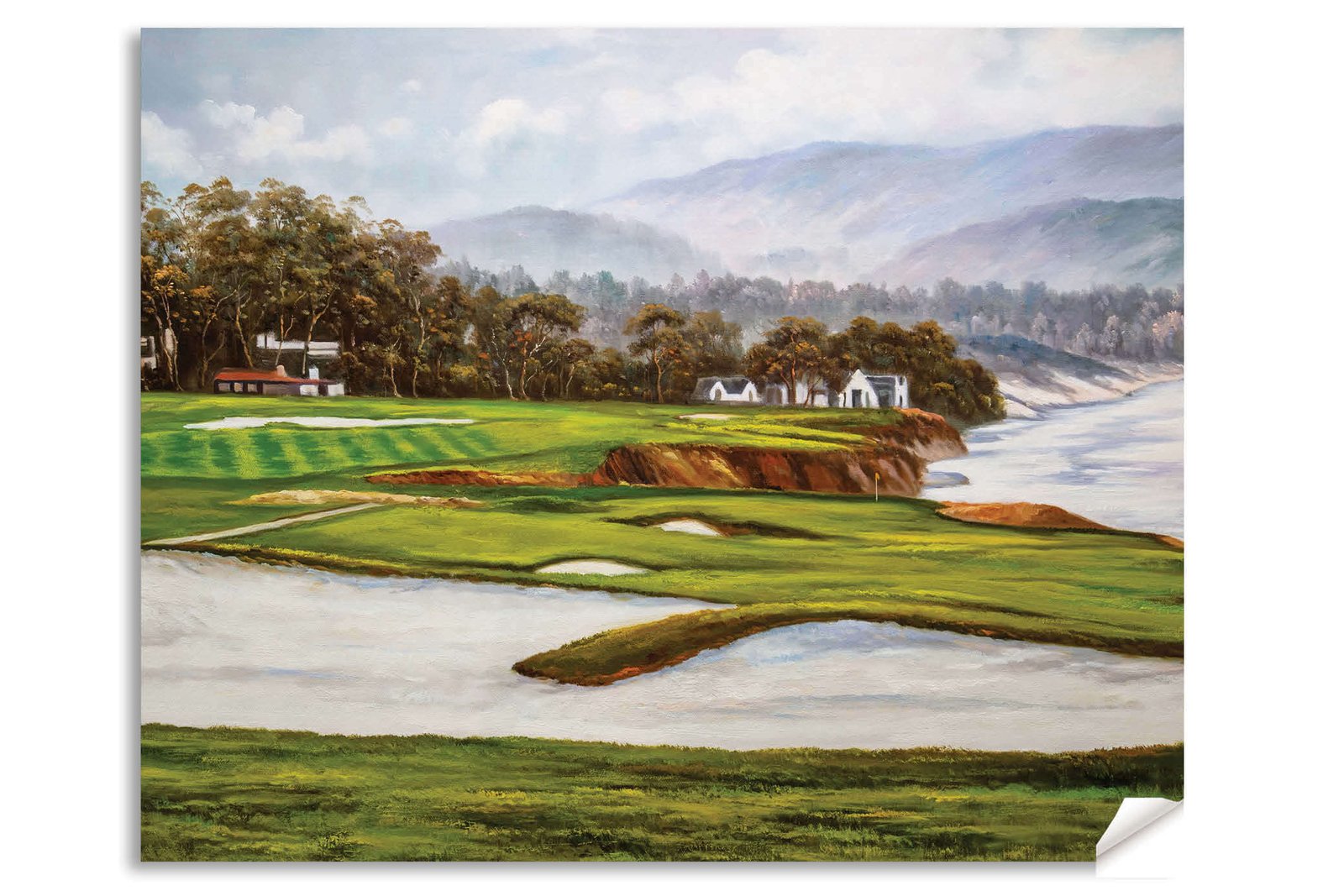 Golf Course 9th Hole 9 Pebble Beach Golf Links Golf Club ATT Pro Am PGA Tournament Oil Painting Wall Art Print PblBch9RiOil15 13