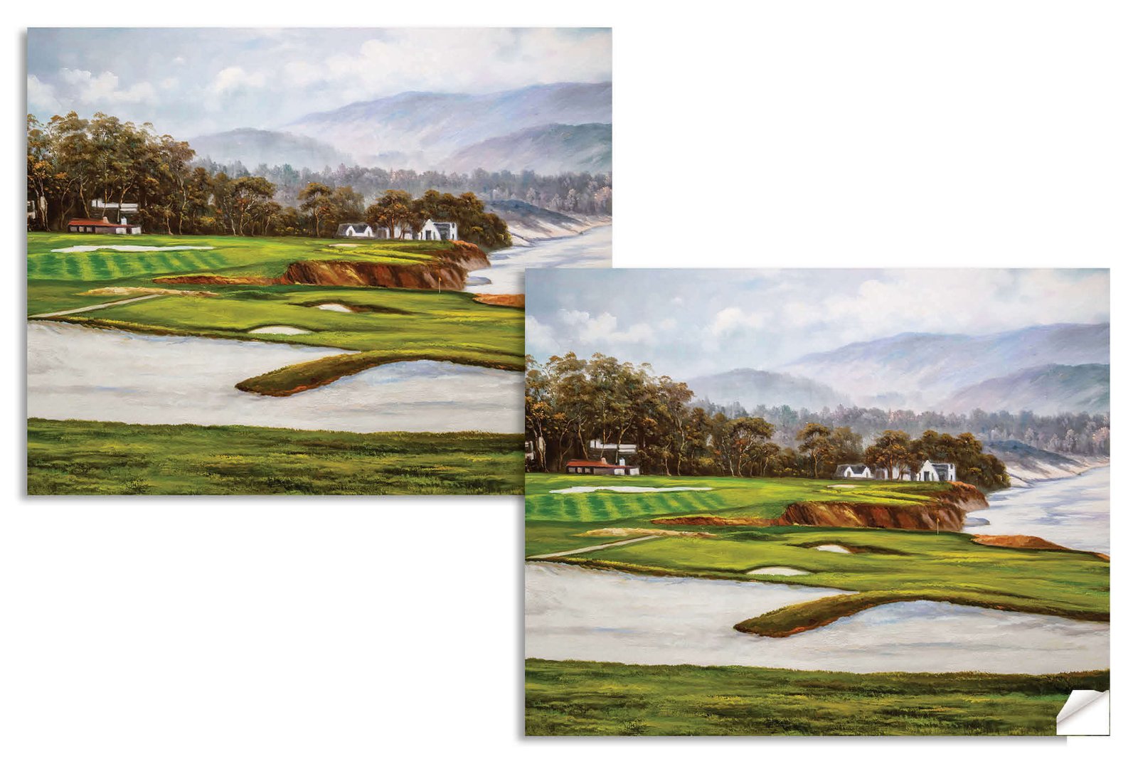Golf Course 9th Hole 9 Pebble Beach Golf Links Golf Club ATT Pro Am PGA Tournament Oil Painting Wall Art Print PblBch9RiOil15 14