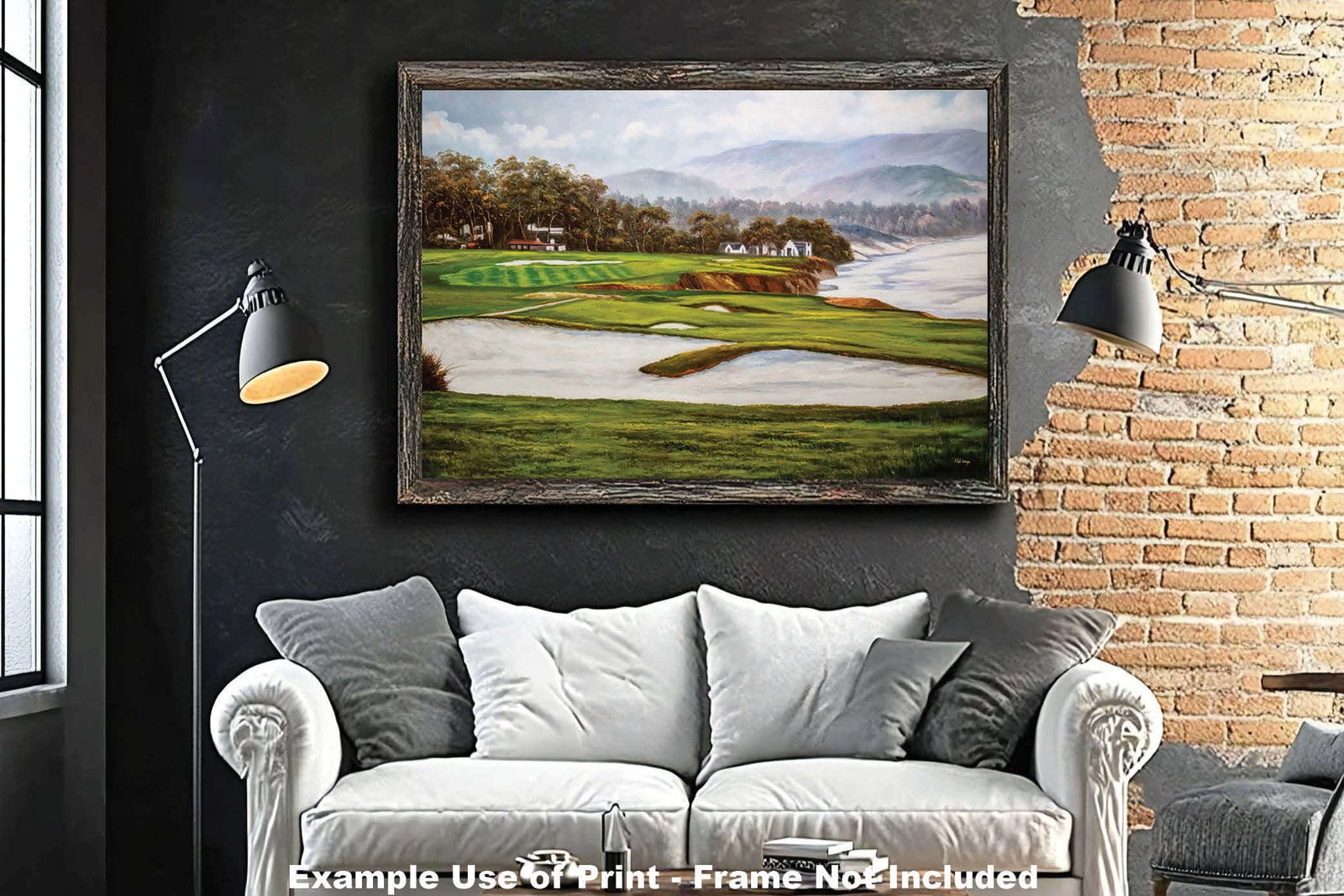 Golf Course 9th Hole 9 Pebble Beach Golf Links Golf Club ATT Pro Am PGA Tournament Oil Painting Wall Art Print PblBch9RiOil15 18