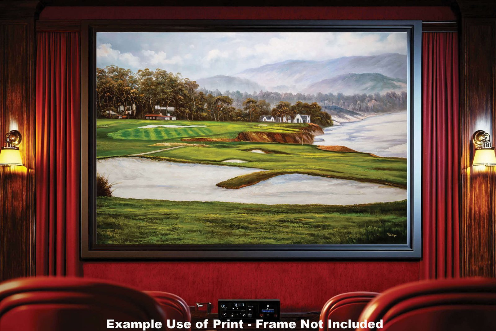 Golf Course 9th Hole 9 Pebble Beach Golf Links Golf Club ATT Pro Am PGA Tournament Oil Painting Wall Art Print PblBch9RiOil15 19