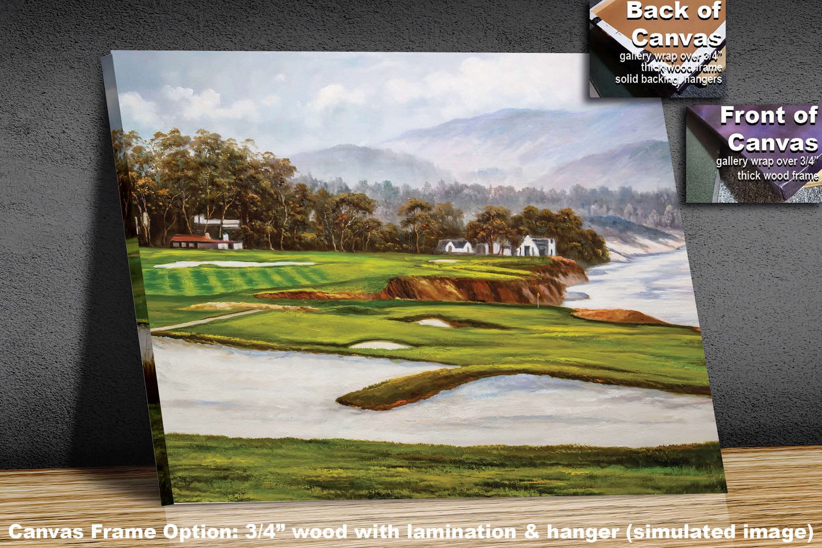 Golf Course 9th Hole 9 Pebble Beach Golf Links Golf Club ATT Pro Am PGA Tournament Oil Painting Wall Art Print PblBch9RiOil15 2
