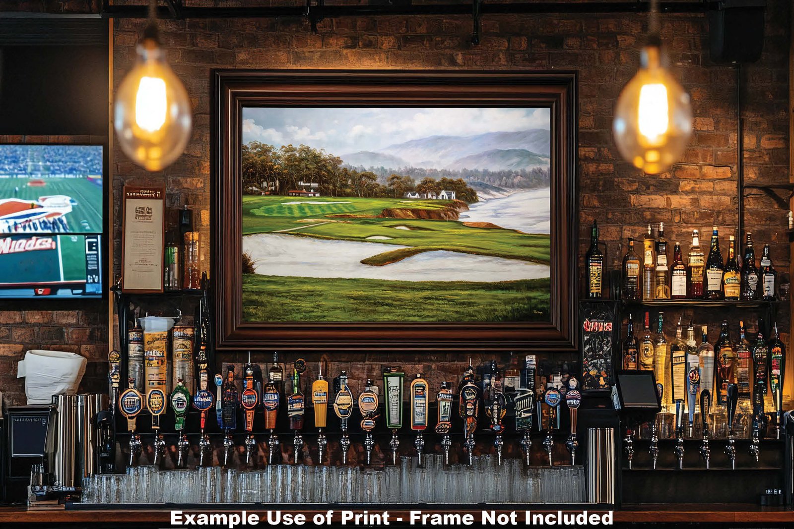 Golf Course 9th Hole 9 Pebble Beach Golf Links Golf Club ATT Pro Am PGA Tournament Oil Painting Wall Art Print PblBch9RiOil15 20