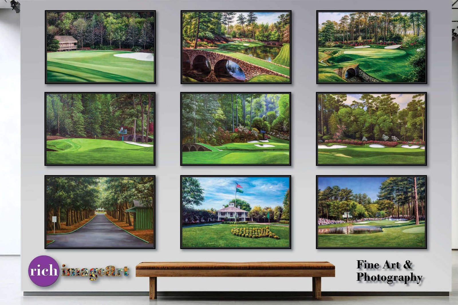 Golf Course 9th Hole 9 Pebble Beach Golf Links Golf Club ATT Pro Am PGA Tournament Oil Painting Wall Art Print PblBch9RiOil15 24