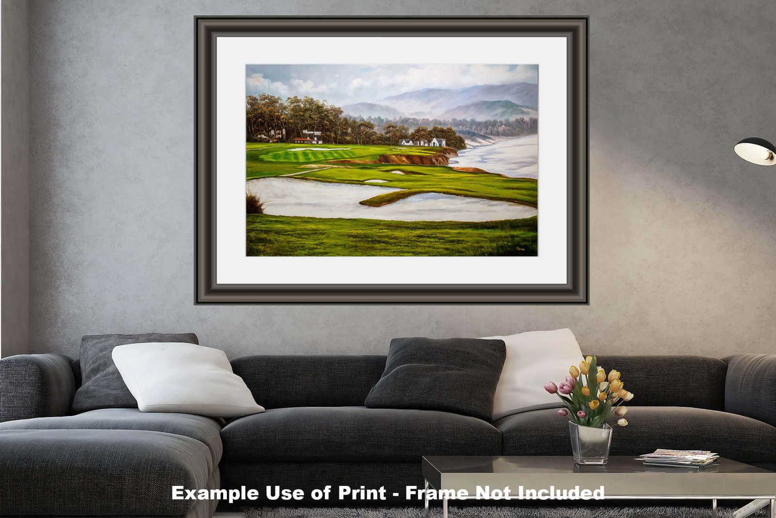 Golf Course 9th Hole 9 Pebble Beach Golf Links Golf Club ATT Pro Am PGA Tournament Oil Painting Wall Art Print PblBch9RiOil15 26