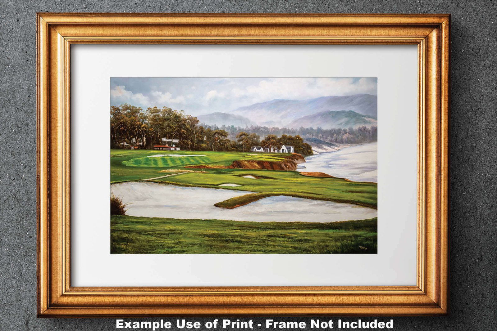 Golf Course 9th Hole 9 Pebble Beach Golf Links Golf Club ATT Pro Am PGA Tournament Oil Painting Wall Art Print PblBch9RiOil15 28