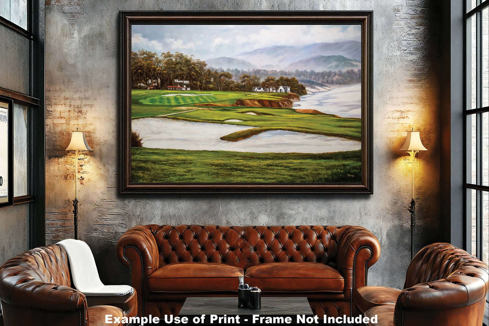 Golf Course 9th Hole 9 Pebble Beach Golf Links Golf Club ATT Pro Am PGA Tournament Oil Painting Wall Art Print PblBch9RiOil15 5
