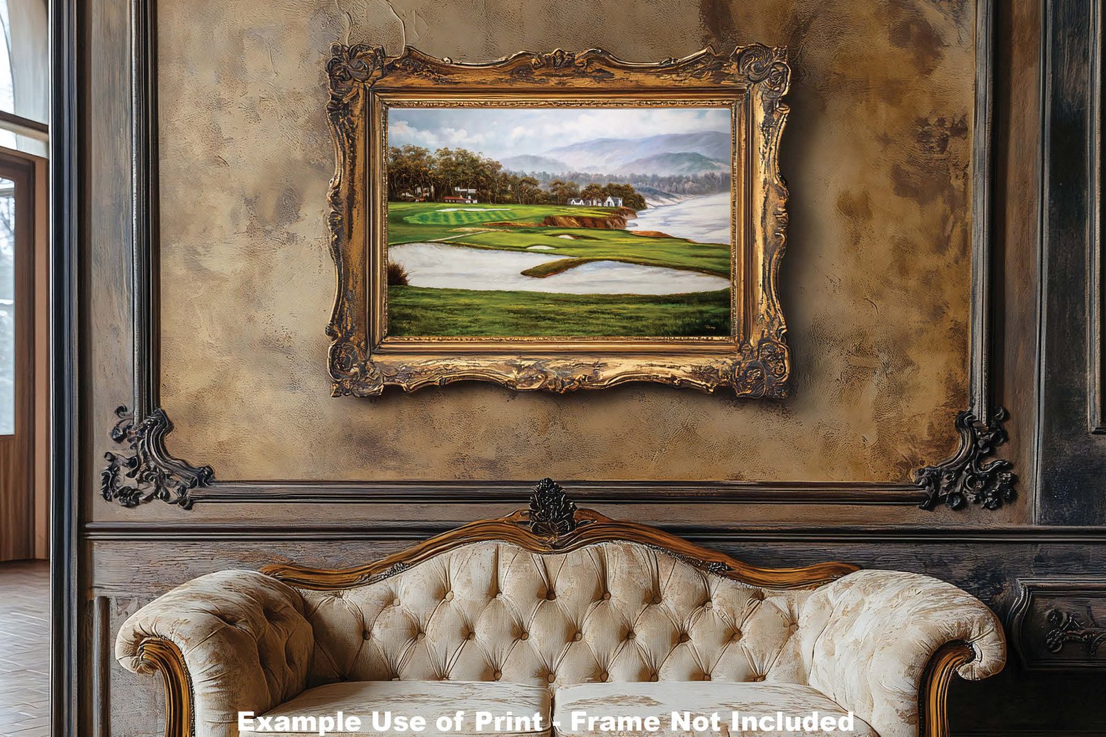 Golf Course 9th Hole 9 Pebble Beach Golf Links Golf Club ATT Pro Am PGA Tournament Oil Painting Wall Art Print PblBch9RiOil15 7