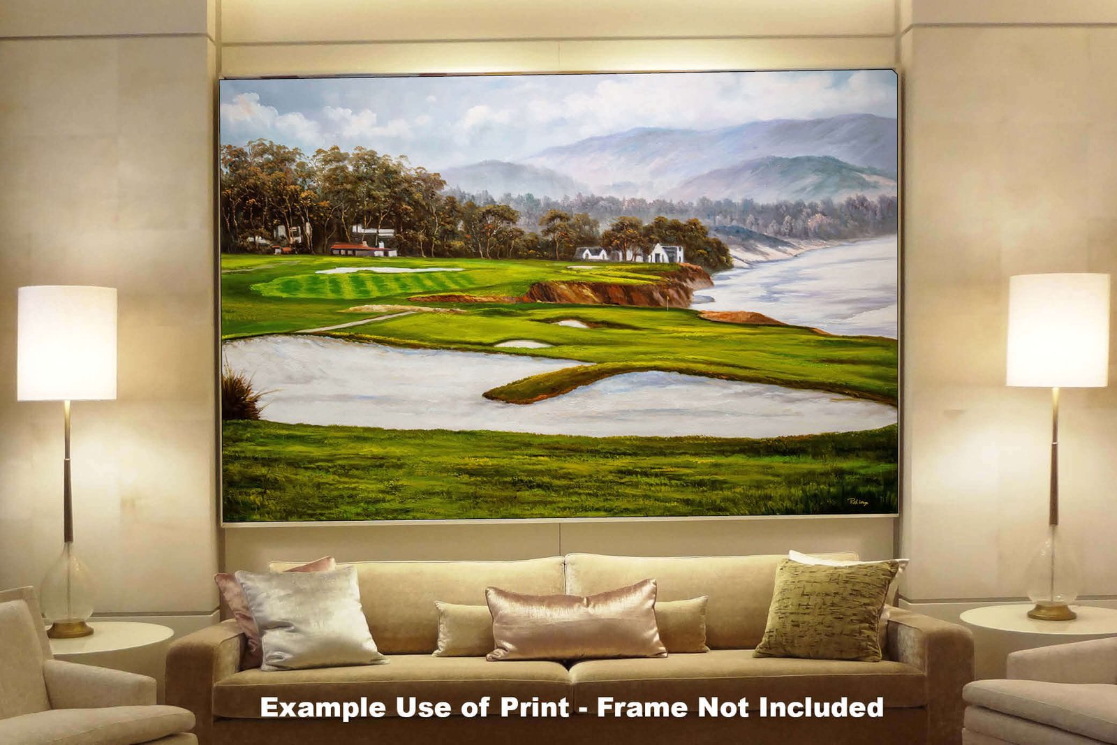 Golf Course 9th Hole 9 Pebble Beach Golf Links Golf Club ATT Pro Am PGA Tournament Oil Painting Wall Art Print PblBch9RiOil15 8