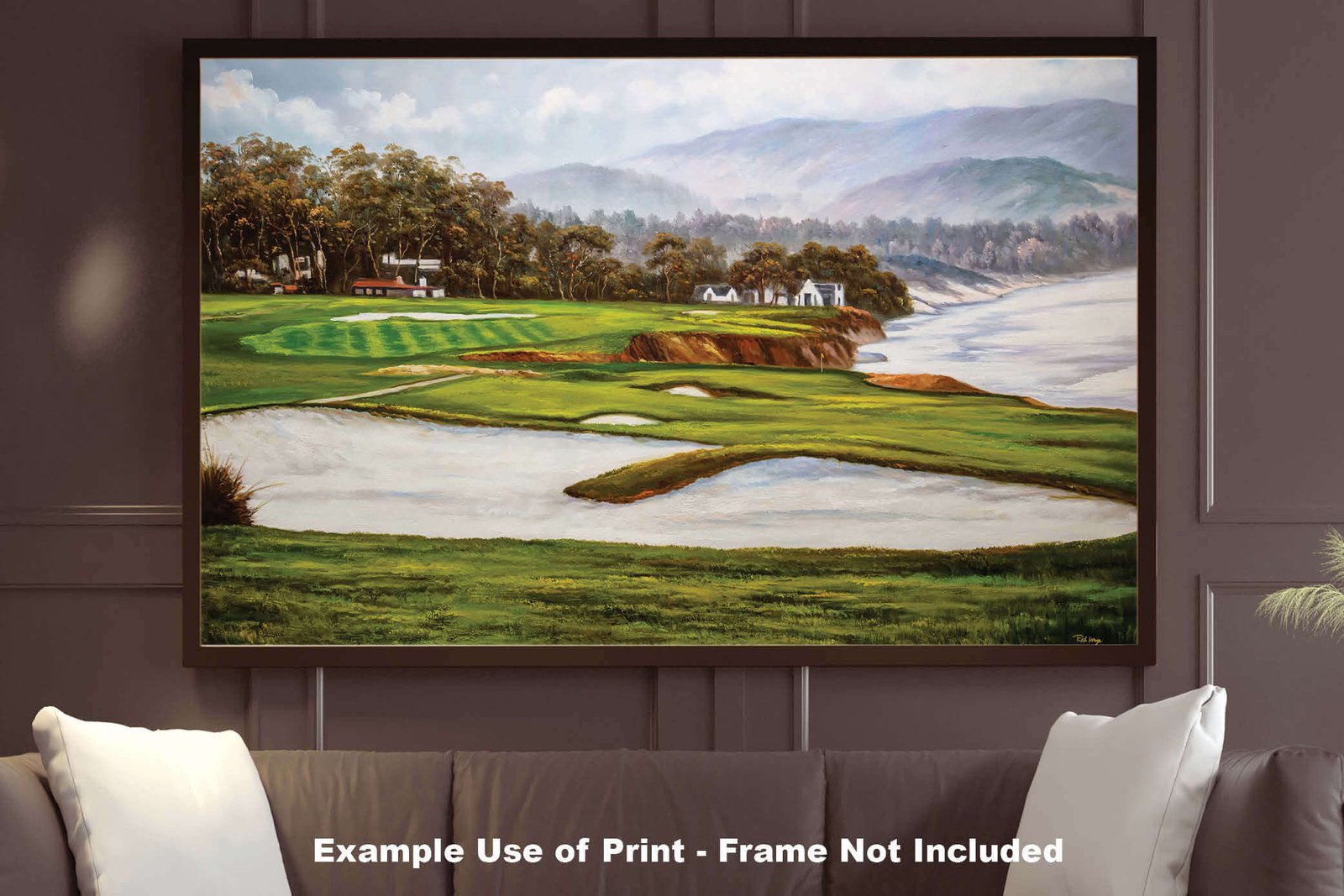 Golf Course 9th Hole 9 Pebble Beach Golf Links Golf Club ATT Pro Am PGA Tournament Oil Painting Wall Art Print PblBch9RiOil15 9