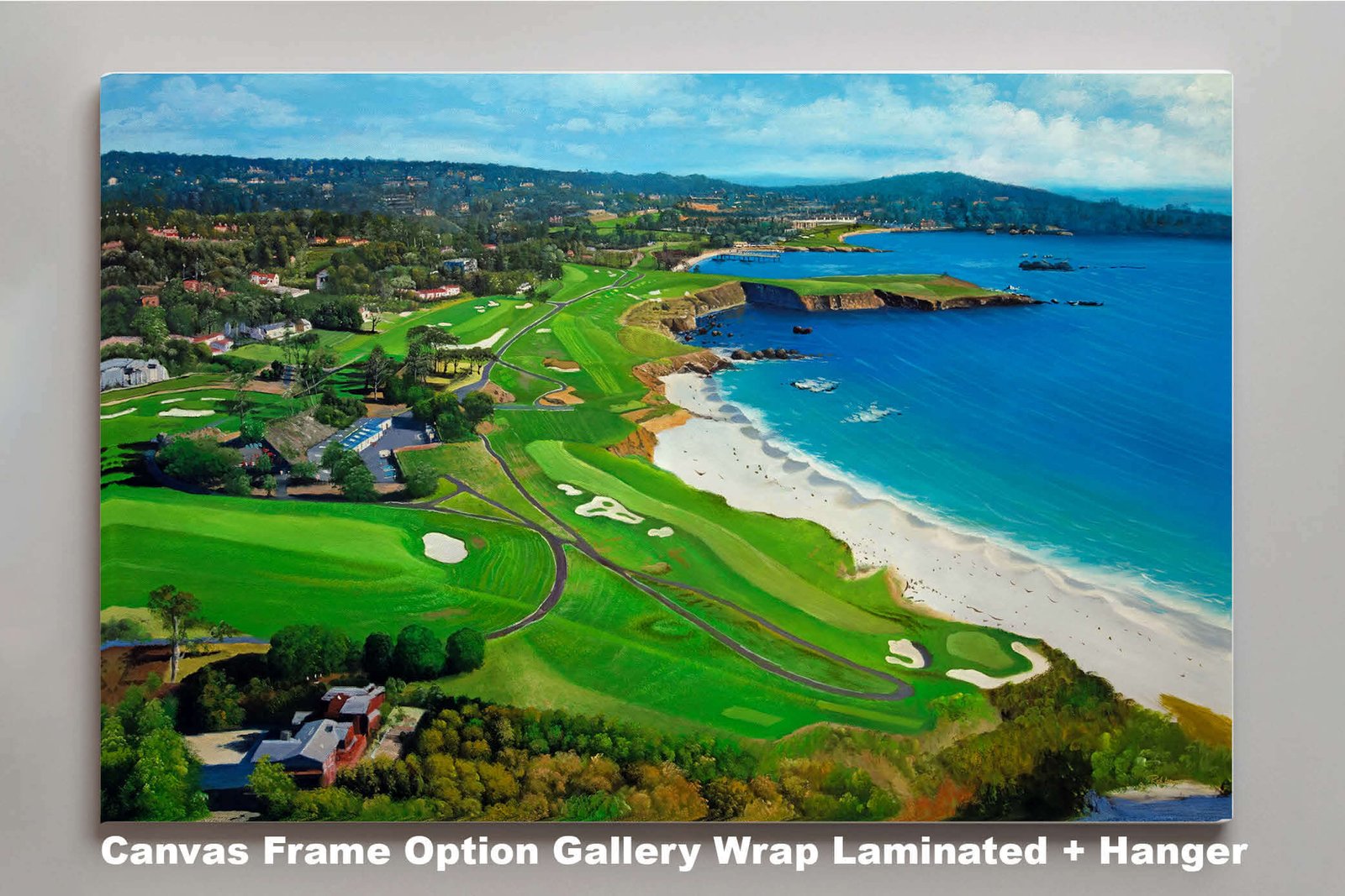 Golf Course Aerial View Pebble Beach Golf Links Golf Club ATT Pro Am PGA Tournament Oil Painting Wall Art Print PblBchAirRiOil10 3