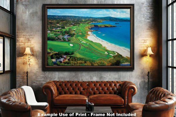 Golf Course Aerial View Pebble Beach Golf Links Golf Club ATT Pro Am PGA Tournament Oil Painting Wall Art Print PblBchAirRiOil10 5
