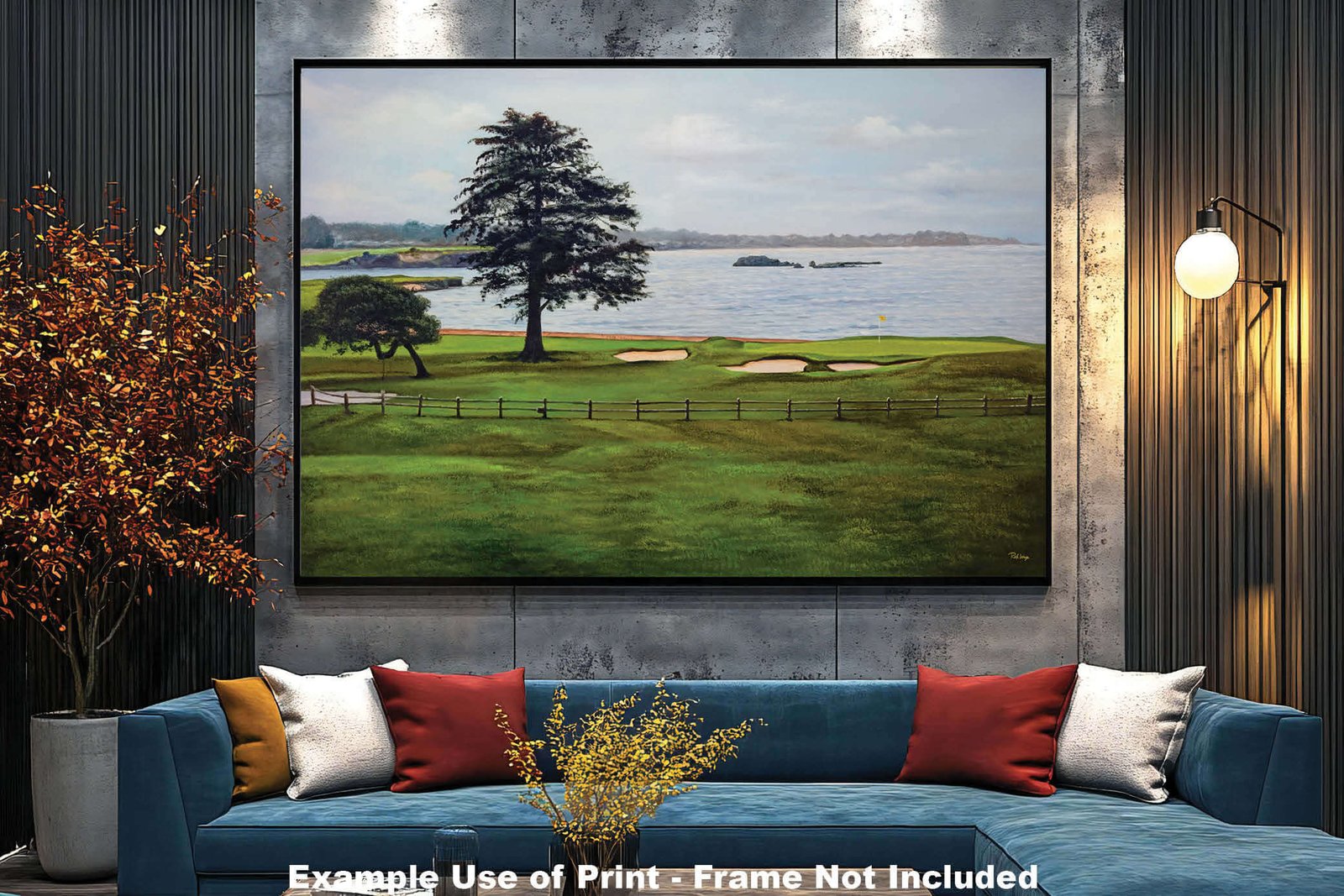 Golf Course Pebble Beach Golf Links ATT Pro Am PGA Tournament 18th Hole 18 Golf Club Oil Painting Wall Art Print PblBch18RiOil19 11