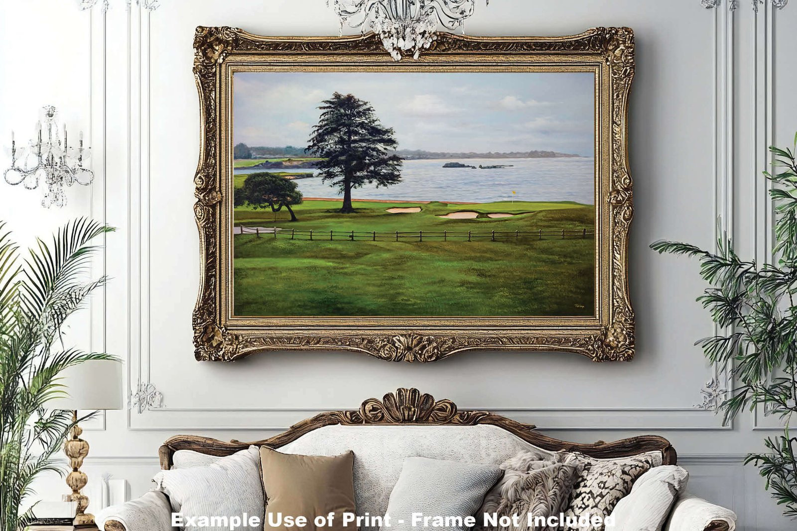 Golf Course Pebble Beach Golf Links ATT Pro Am PGA Tournament 18th Hole 18 Golf Club Oil Painting Wall Art Print PblBch18RiOil19 12