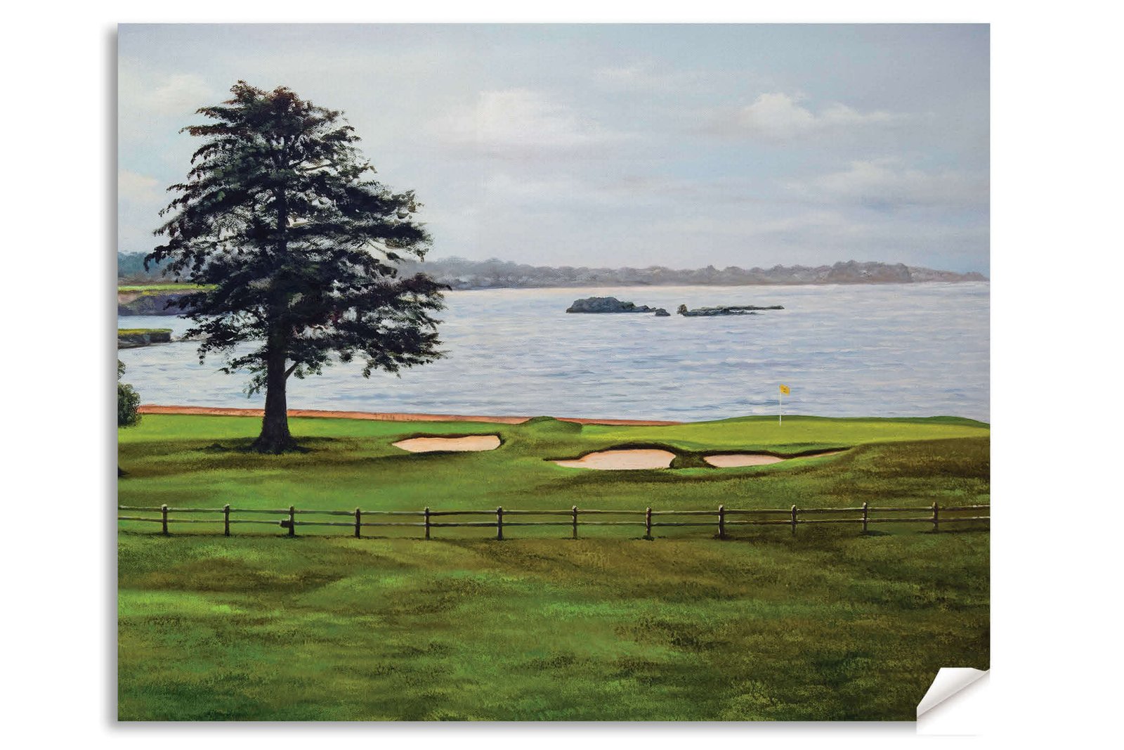 Golf Course Pebble Beach Golf Links ATT Pro Am PGA Tournament 18th Hole 18 Golf Club Oil Painting Wall Art Print PblBch18RiOil19 13