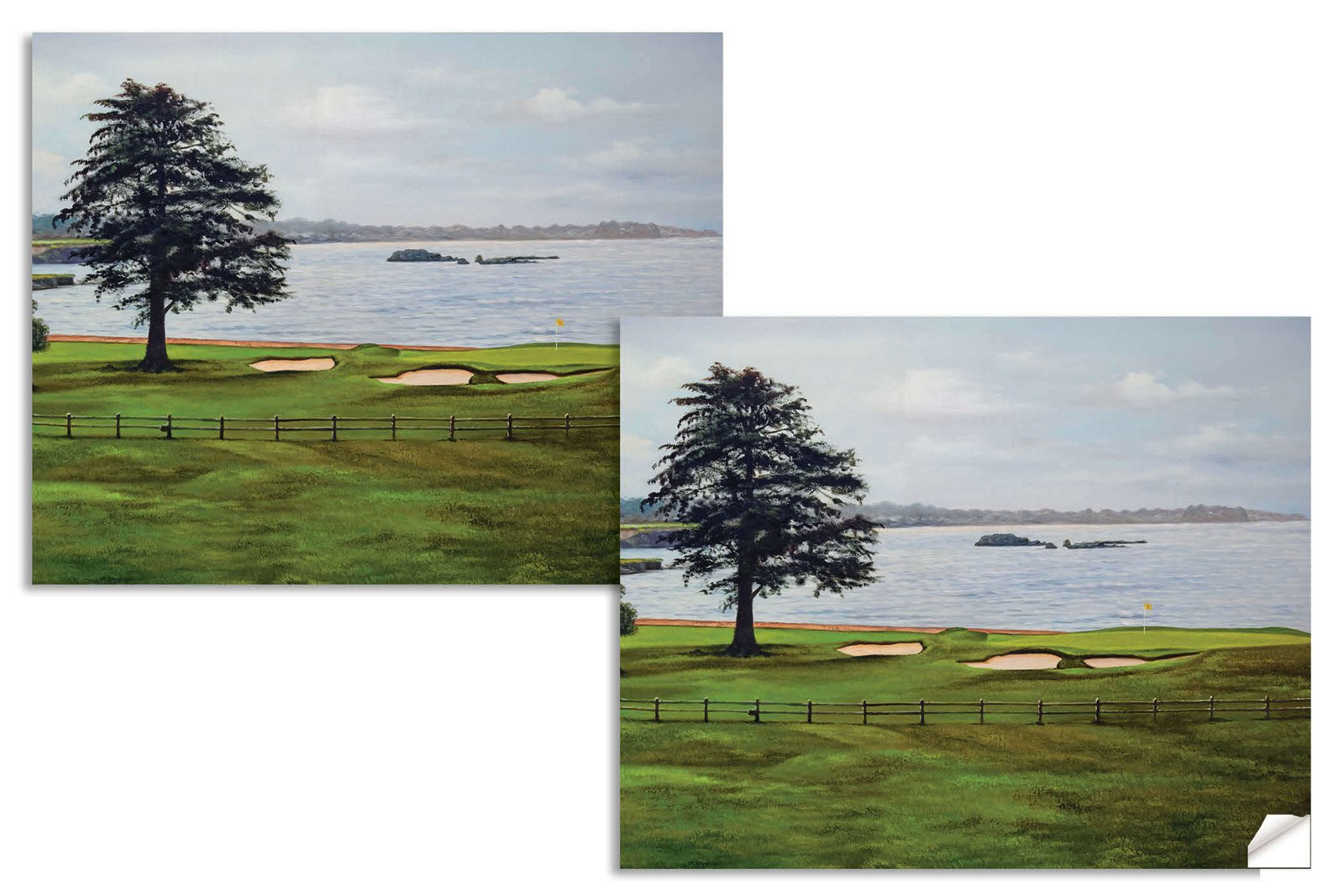 Golf Course Pebble Beach Golf Links ATT Pro Am PGA Tournament 18th Hole 18 Golf Club Oil Painting Wall Art Print PblBch18RiOil19 14