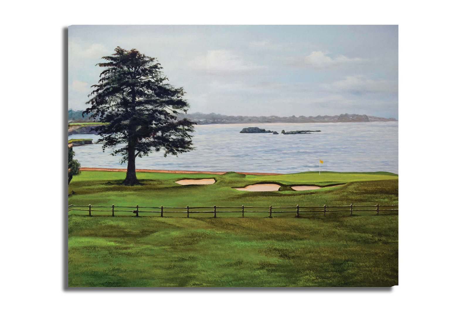 Golf Course Pebble Beach Golf Links ATT Pro Am PGA Tournament 18th Hole 18 Golf Club Oil Painting Wall Art Print PblBch18RiOil19 16