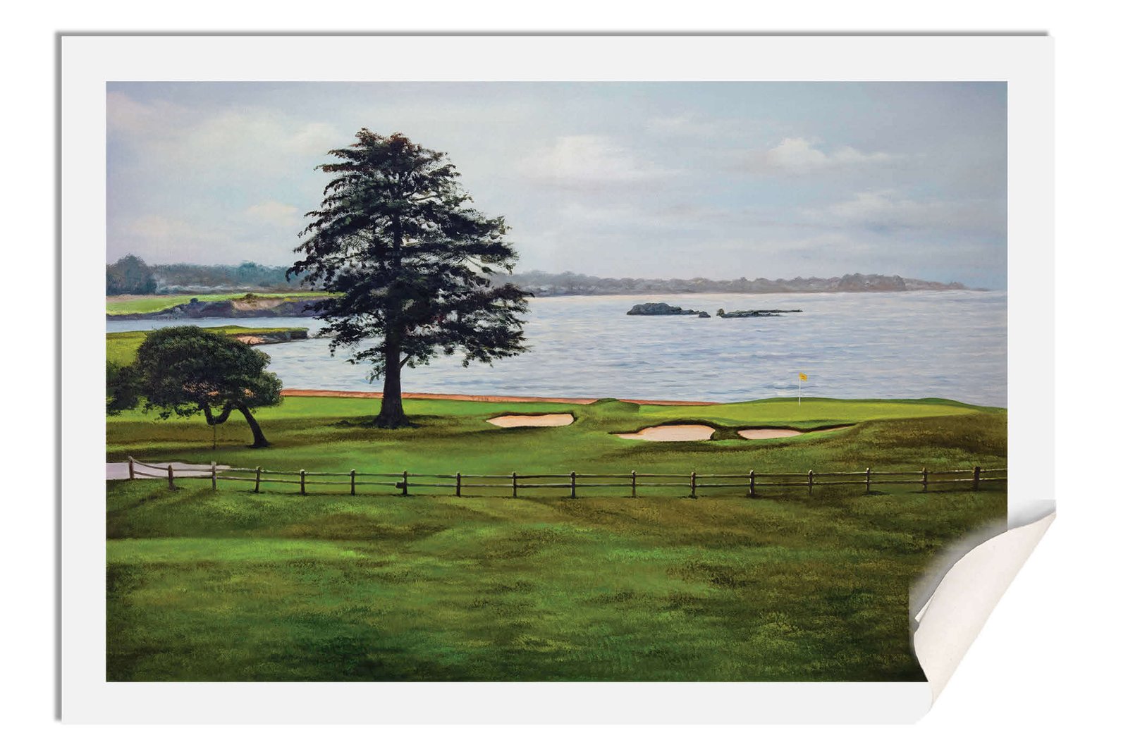 Golf Course Pebble Beach Golf Links ATT Pro Am PGA Tournament 18th Hole 18 Golf Club Oil Painting Wall Art Print PblBch18RiOil19 17