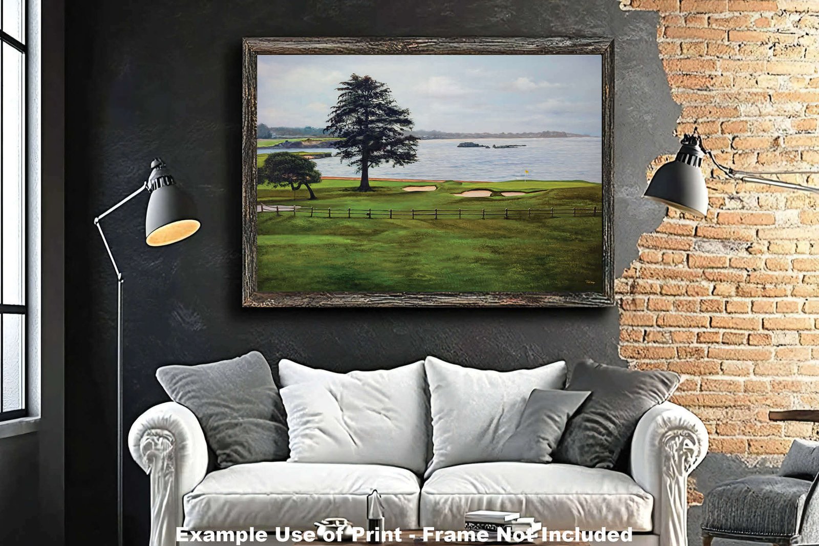 Golf Course Pebble Beach Golf Links ATT Pro Am PGA Tournament 18th Hole 18 Golf Club Oil Painting Wall Art Print PblBch18RiOil19 18