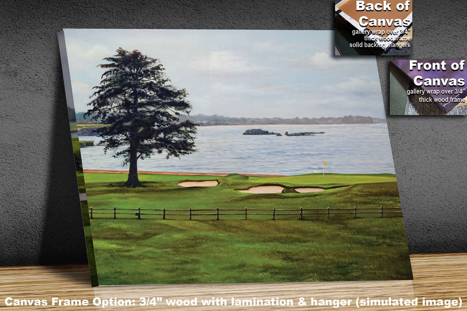 Golf Course Pebble Beach Golf Links ATT Pro Am PGA Tournament 18th Hole 18 Golf Club Oil Painting Wall Art Print PblBch18RiOil19 2