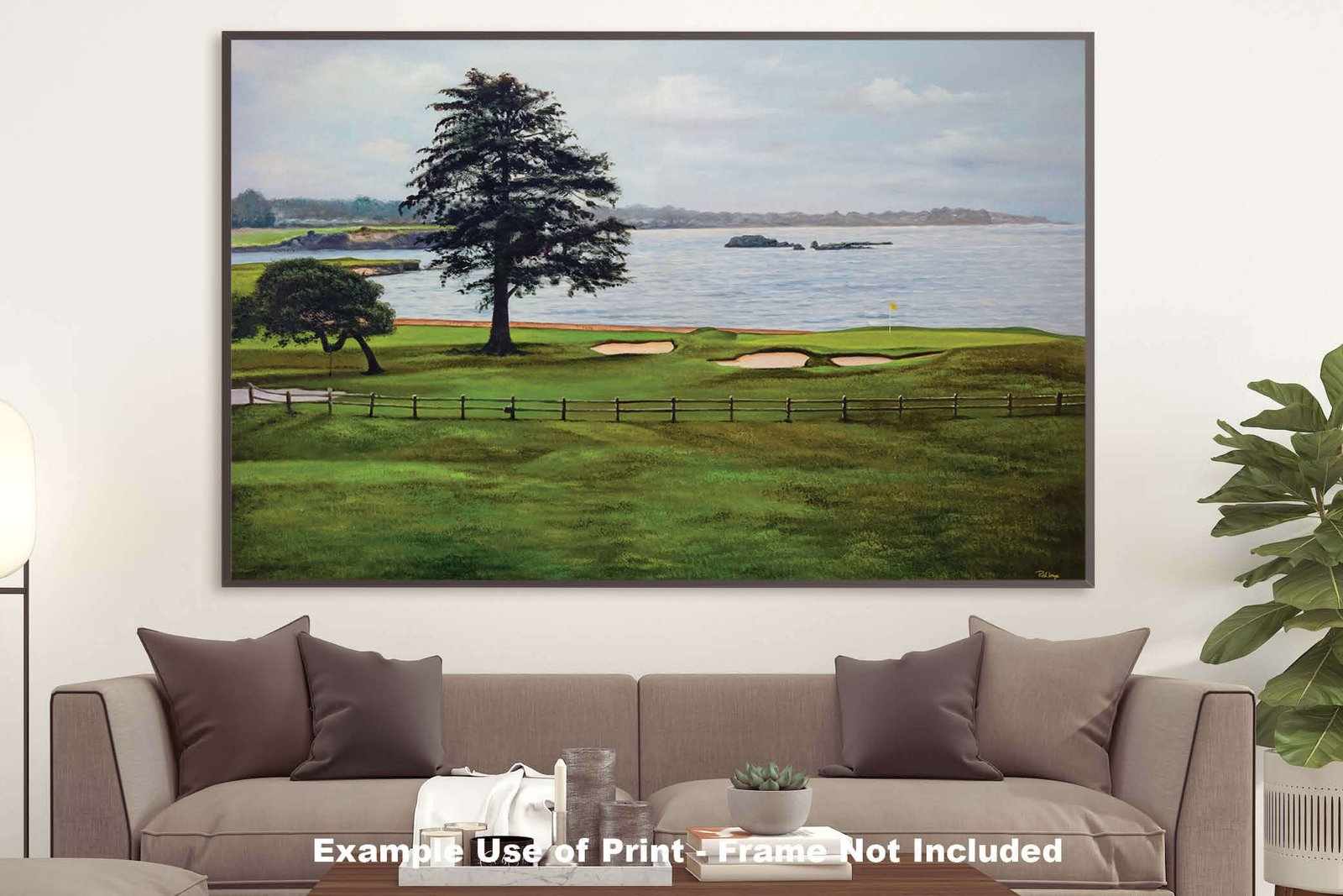 Golf Course Pebble Beach Golf Links ATT Pro Am PGA Tournament 18th Hole 18 Golf Club Oil Painting Wall Art Print PblBch18RiOil19 21