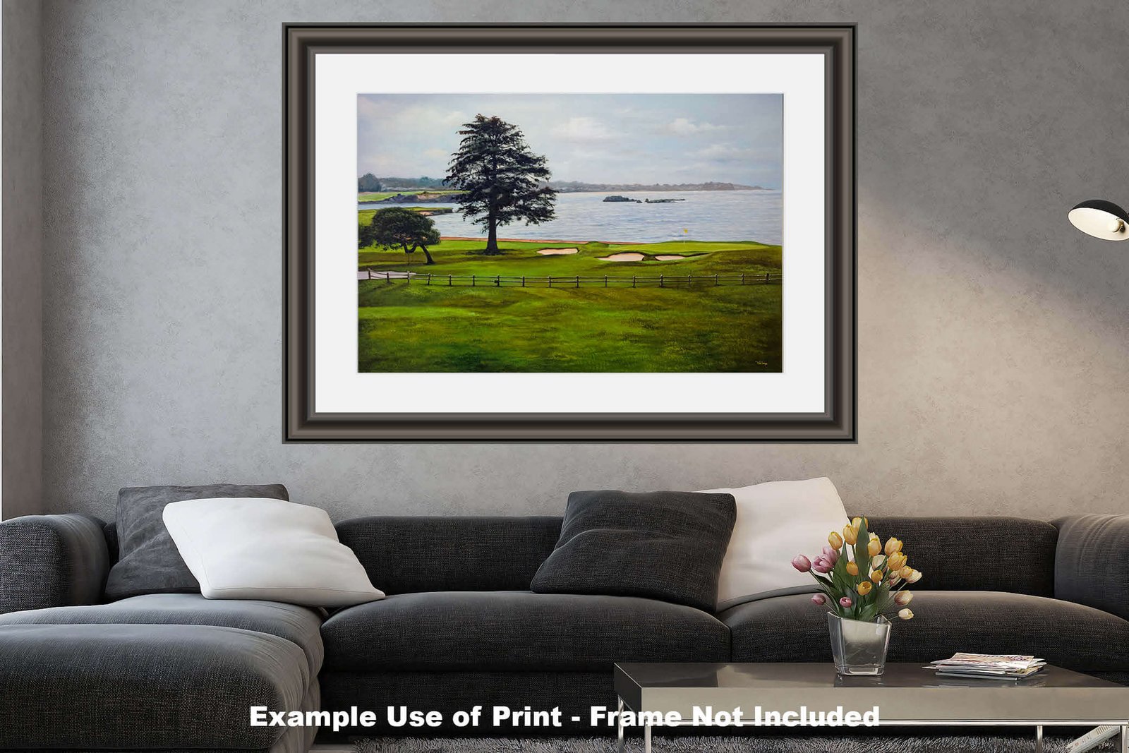 Golf Course Pebble Beach Golf Links ATT Pro Am PGA Tournament 18th Hole 18 Golf Club Oil Painting Wall Art Print PblBch18RiOil19 26