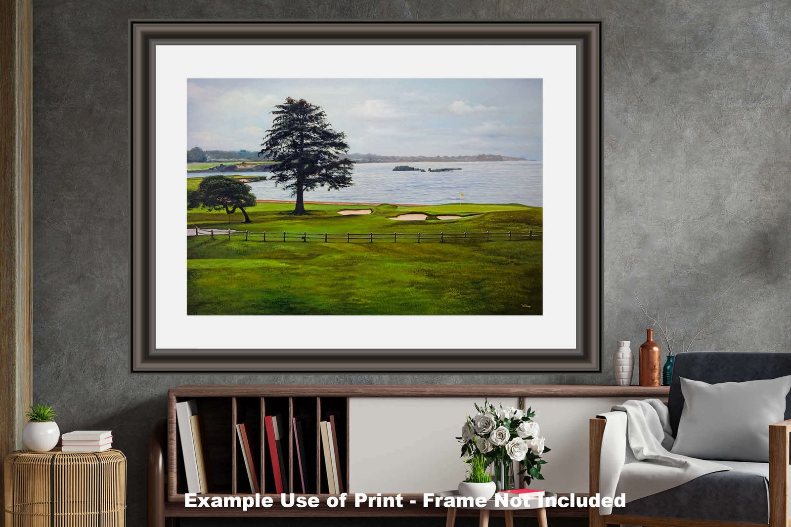 Golf Course Pebble Beach Golf Links ATT Pro Am PGA Tournament 18th Hole 18 Golf Club Oil Painting Wall Art Print PblBch18RiOil19 27