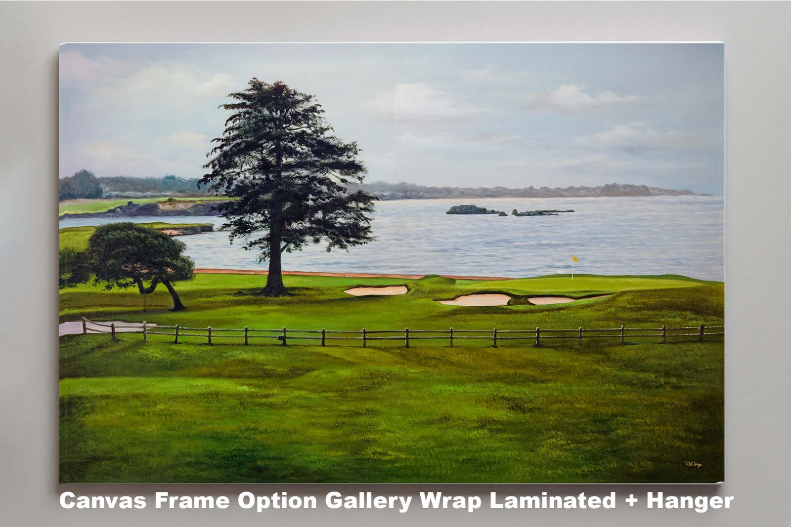 Golf Course Pebble Beach Golf Links ATT Pro Am PGA Tournament 18th Hole 18 Golf Club Oil Painting Wall Art Print PblBch18RiOil19 3