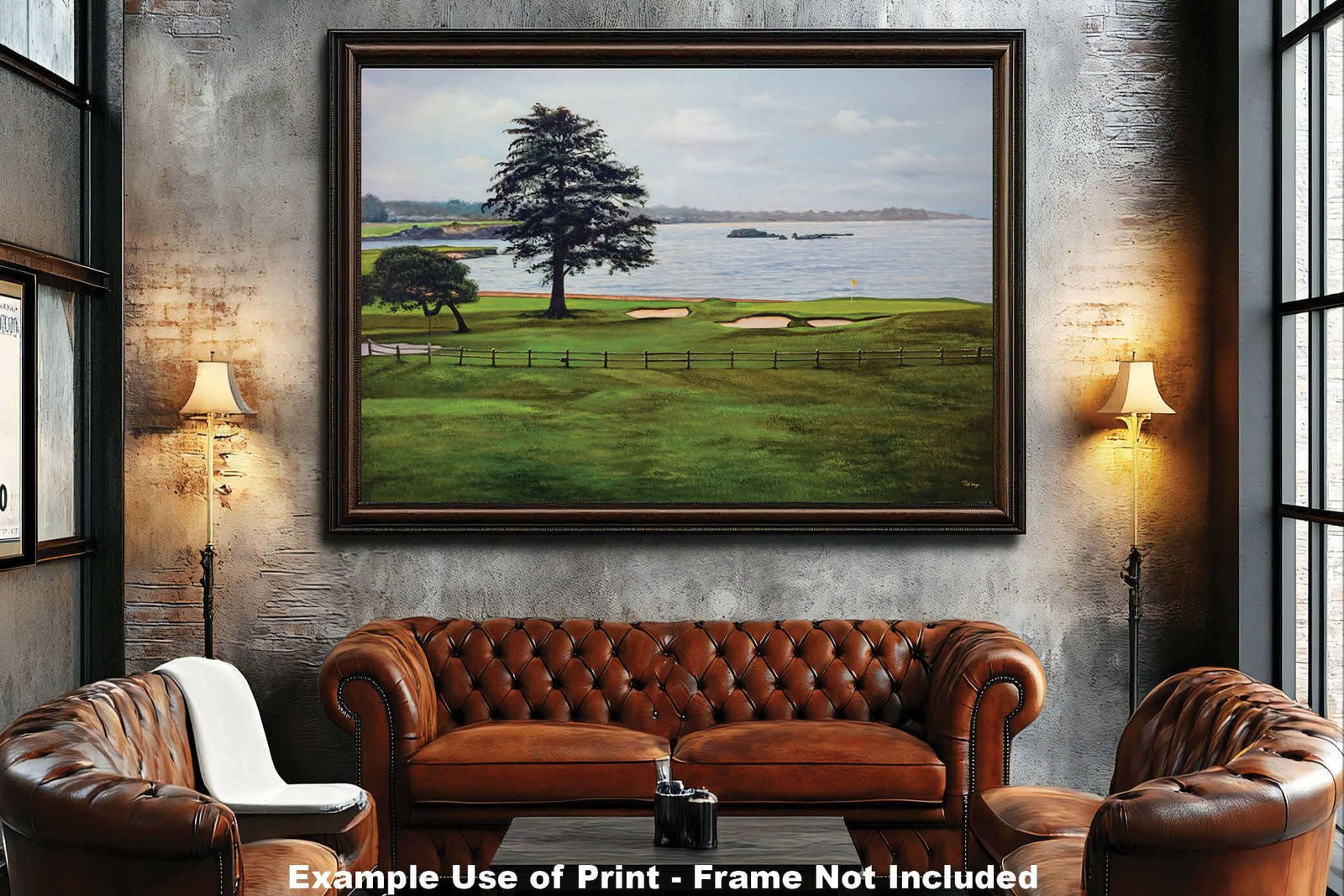 Golf Course Pebble Beach Golf Links ATT Pro Am PGA Tournament 18th Hole 18 Golf Club Oil Painting Wall Art Print PblBch18RiOil19 5