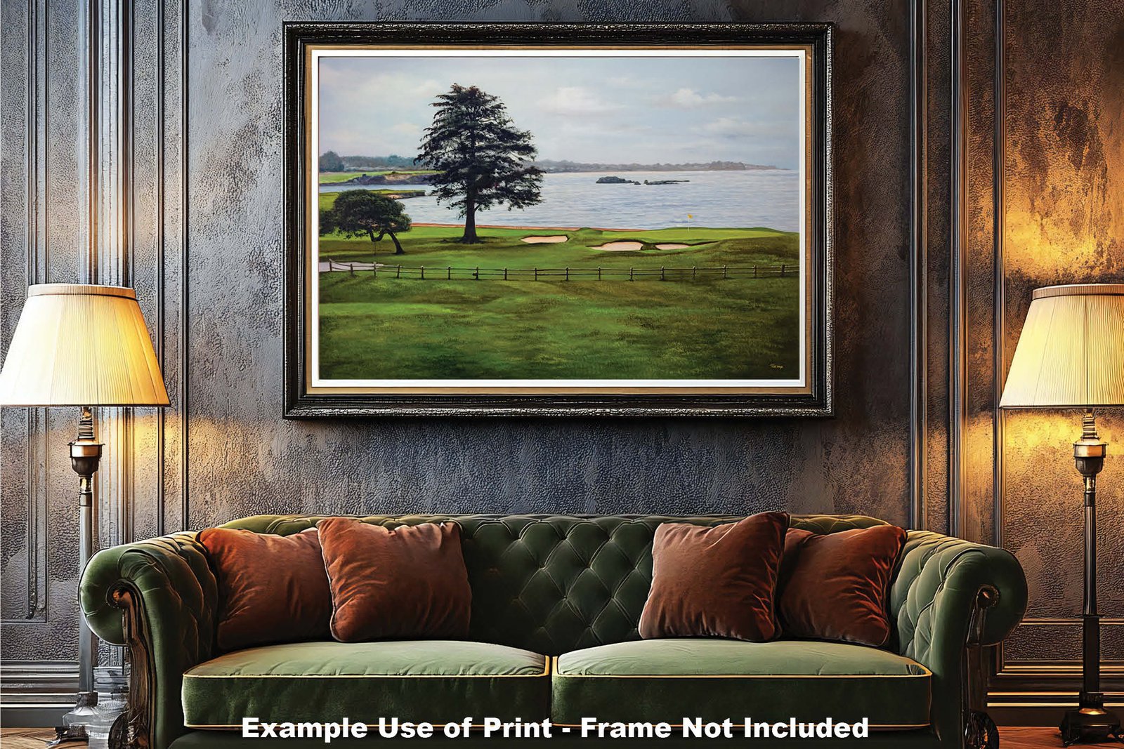 Golf Course Pebble Beach Golf Links ATT Pro Am PGA Tournament 18th Hole 18 Golf Club Oil Painting Wall Art Print PblBch18RiOil19 6