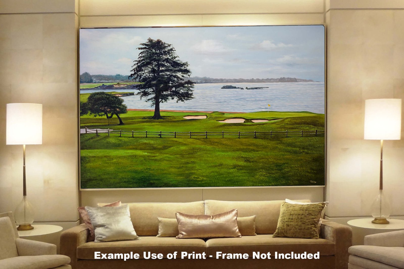 Golf Course Pebble Beach Golf Links ATT Pro Am PGA Tournament 18th Hole 18 Golf Club Oil Painting Wall Art Print PblBch18RiOil19 8