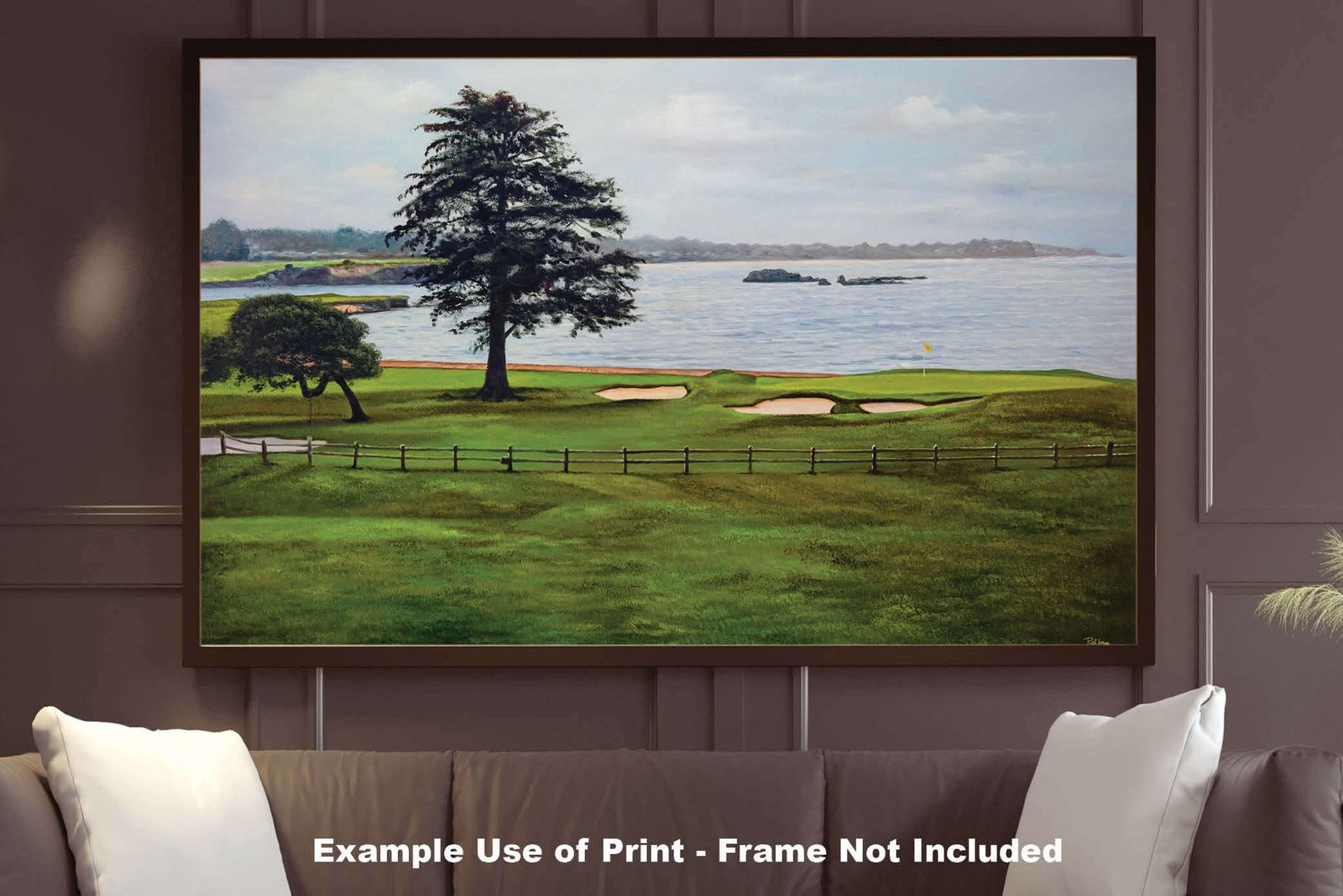 Golf Course Pebble Beach Golf Links ATT Pro Am PGA Tournament 18th Hole 18 Golf Club Oil Painting Wall Art Print PblBch18RiOil19 9