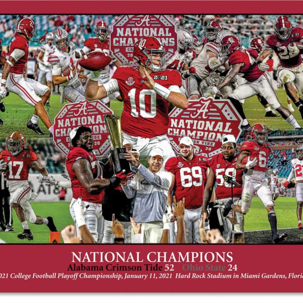 National Champions Alabama Crimson Tide Nick Saban wall art 2021 artwork NCAA College Football painting print canvas prints AlaTdeNC1wc5