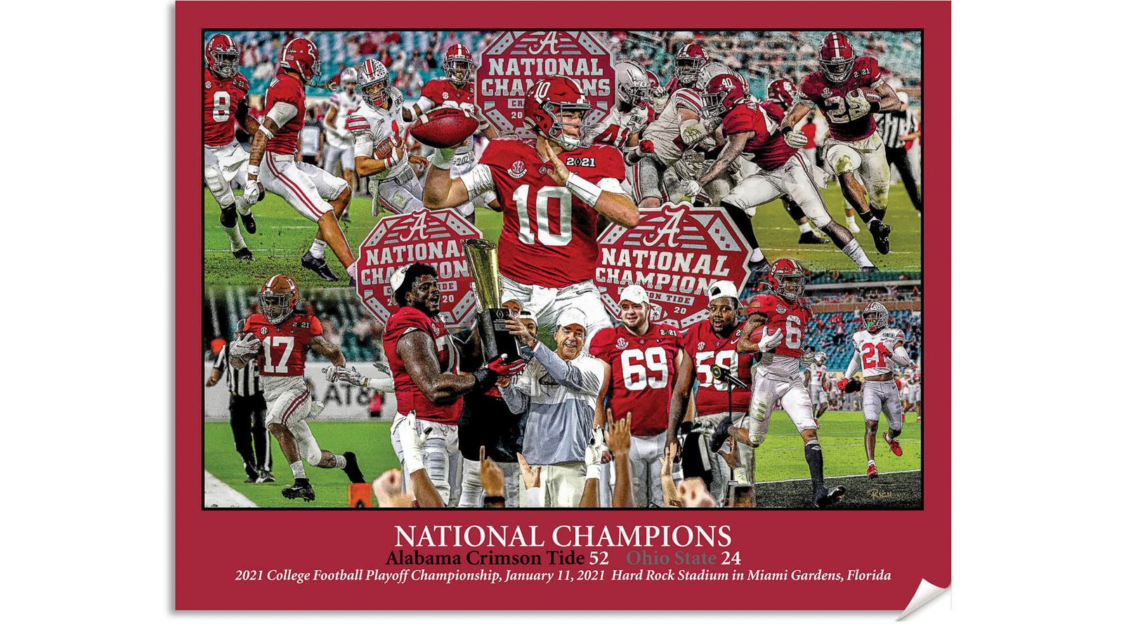 National Champions Alabama Crimson Tide Nick Saban wall art 2021 artwork NCAA College Football painting print canvas prints AlaTdeNC1wc5