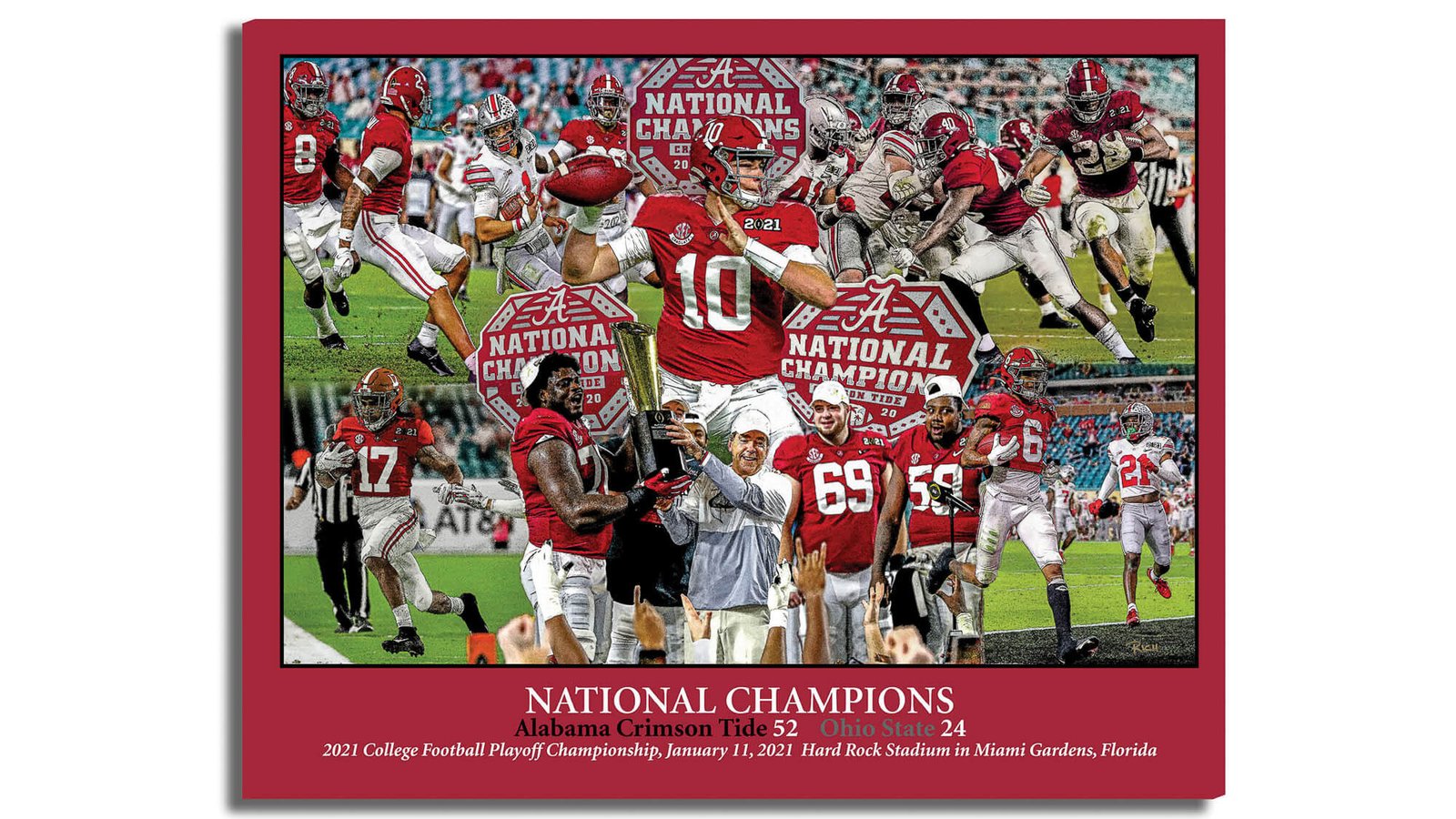 National Champions Alabama Crimson Tide Nick Saban wall art 2021 artwork NCAA College Football painting print canvas prints AlaTdeNC1wc5 25