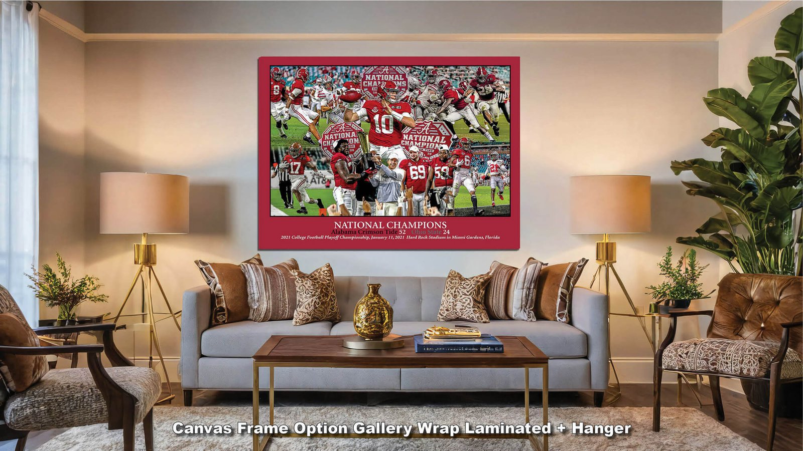 National Champions Alabama Crimson Tide Nick Saban wall art 2021 artwork NCAA College Football painting print canvas prints AlaTdeNC1wc5 26