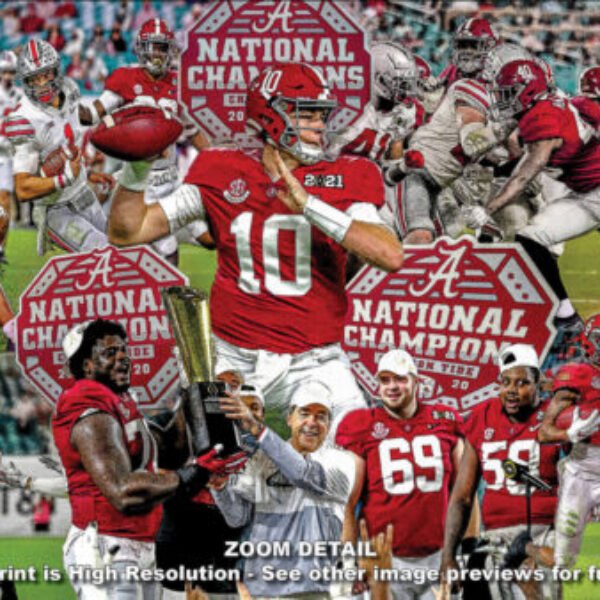 National Champions Alabama Crimson Tide Nick Saban wall art 2021 artwork NCAA College Football painting print canvas prints AlaTdeNC1wc5 3