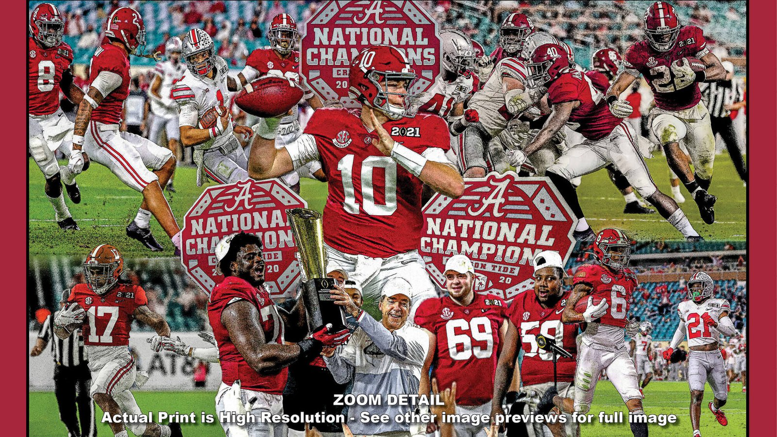 National Champions Alabama Crimson Tide Nick Saban wall art 2021 artwork NCAA College Football painting print canvas prints AlaTdeNC1wc5 3