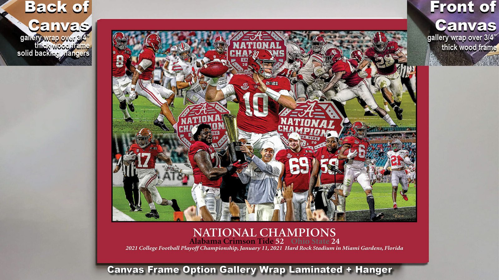 National Champions Alabama Crimson Tide Nick Saban wall art 2021 artwork NCAA College Football painting print canvas prints AlaTdeNC1wc5 4